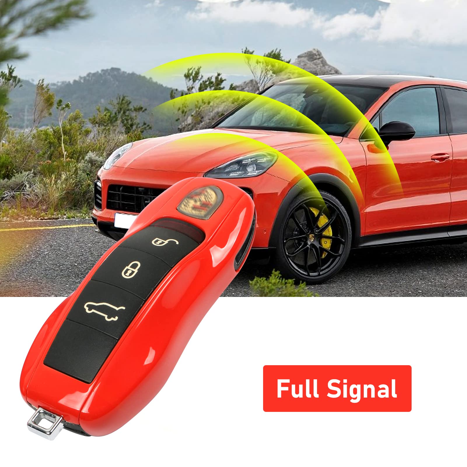 Jaronx Compatible With Porsche Key Fob Cover, Key Cover Compatible With Porsche Cayenne Panamera Macan Cayman 911 Key Fob Cover Key Shell Compatible With Porsche Key Accessories (Lava Orange)