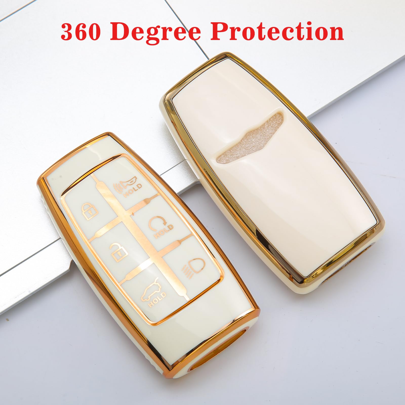 Compatible With Genesis Key Fob Cover Gold Keychain For G80 Gv80 Gv70 G90 2021 2022 2023 6 8 Buttons Tpu Accessories Car Key Cas