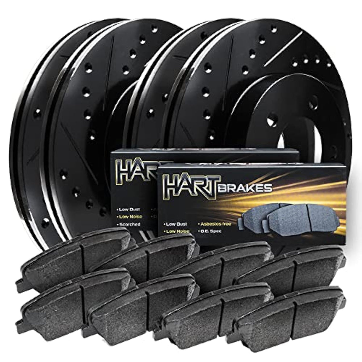 Hart Brakes Front Rear Brakes And Rotors Kit |Front Rear Brake Pads| Brake Rotors And Pads| Ceramic Brake Pads And Rotors |2010-