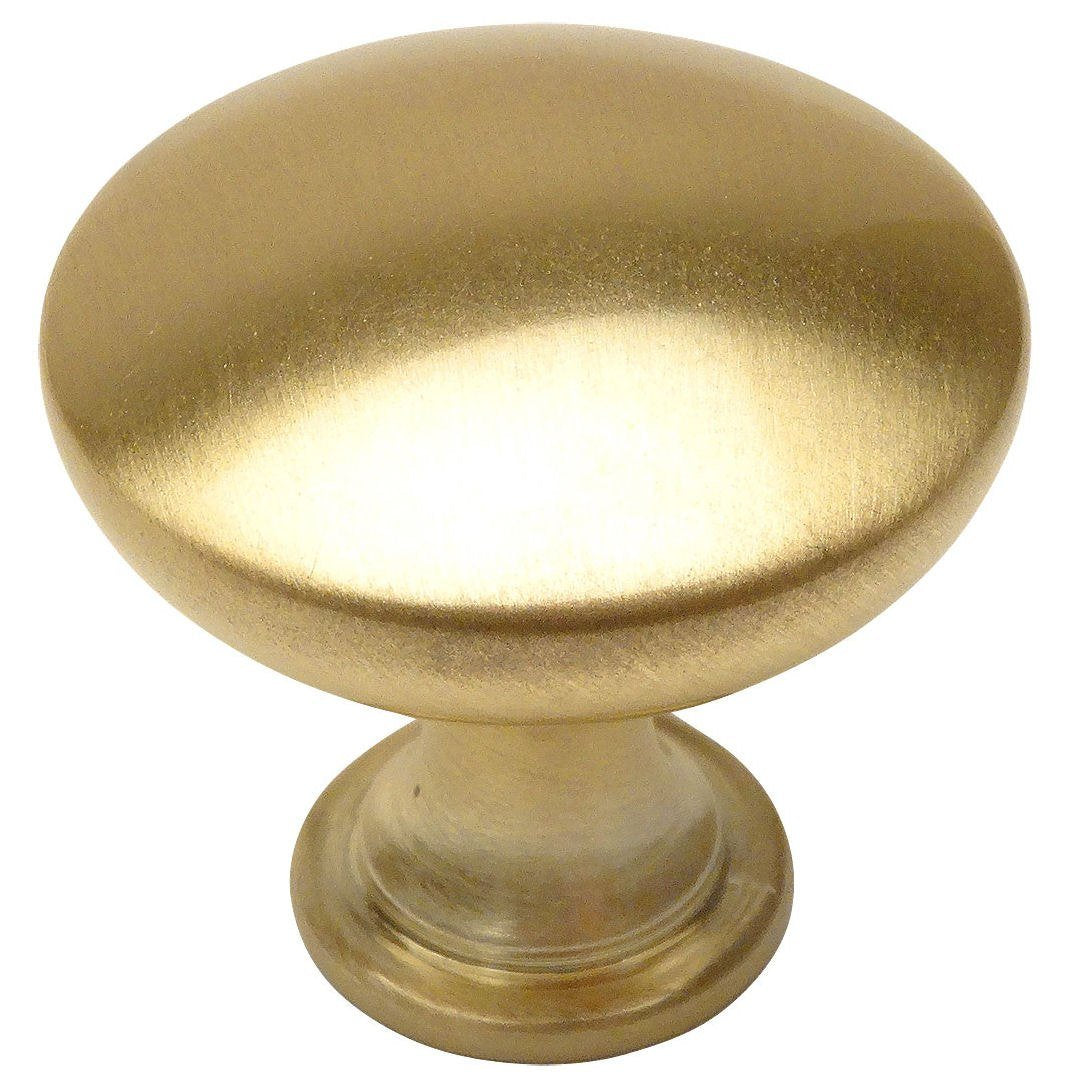 Cosmas 25 Pack 5305BB Brushed Brass Traditional Round Solid Cabinet Hardware Knob - 1-1/4' Diameter