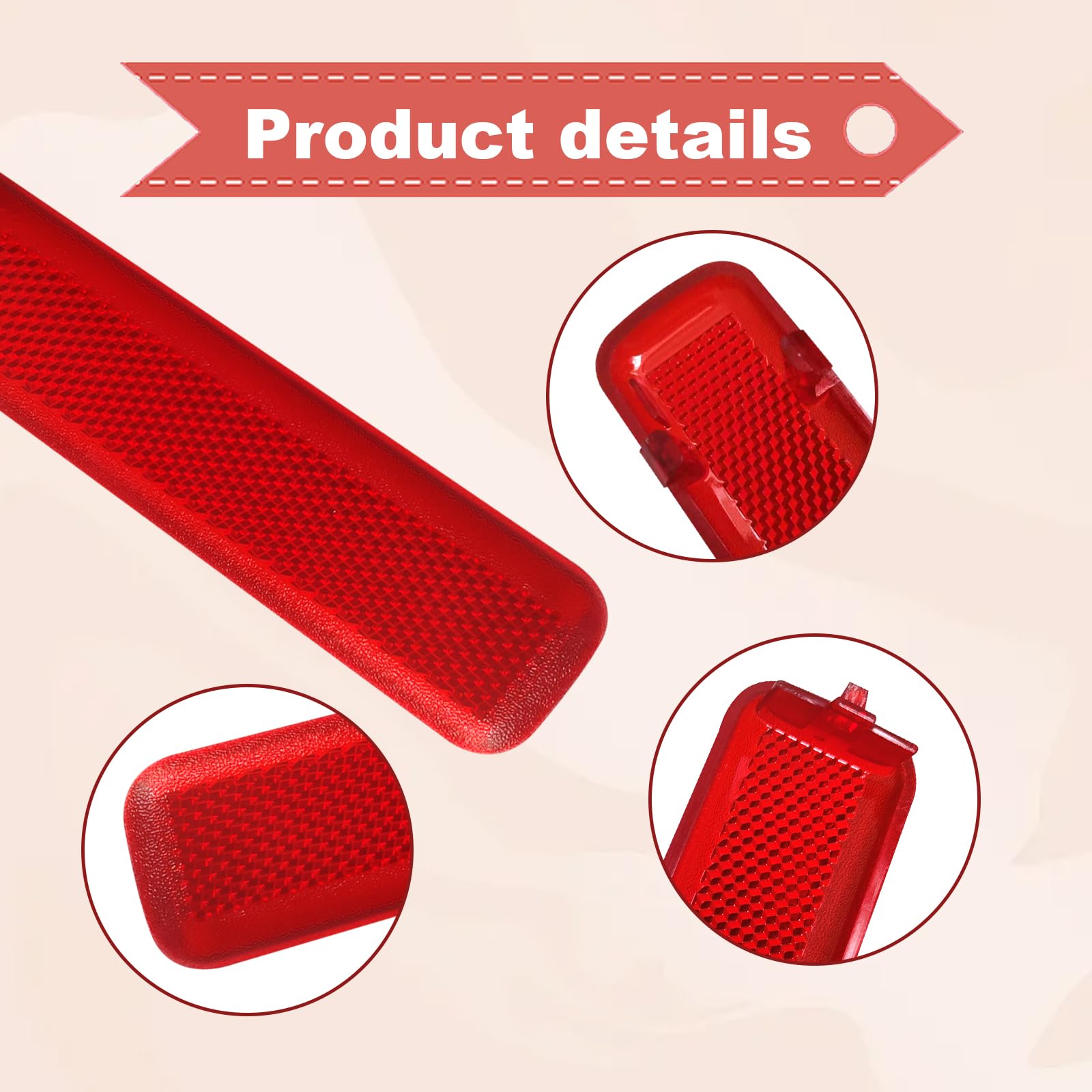 15183155 Car Red Warning Safety Reflector Strips Rear Left Driver And Right Passenger Side Door Reflector Panel Compatible With
