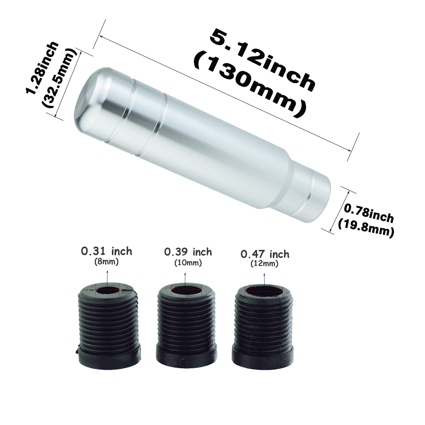 Abfer Metal Heavy Shift Knob, 5'' Aluminum Alloy Weighted Gear Lever Stick Shifter Handle Fit Most Automatic Manual Vehicle (Sil