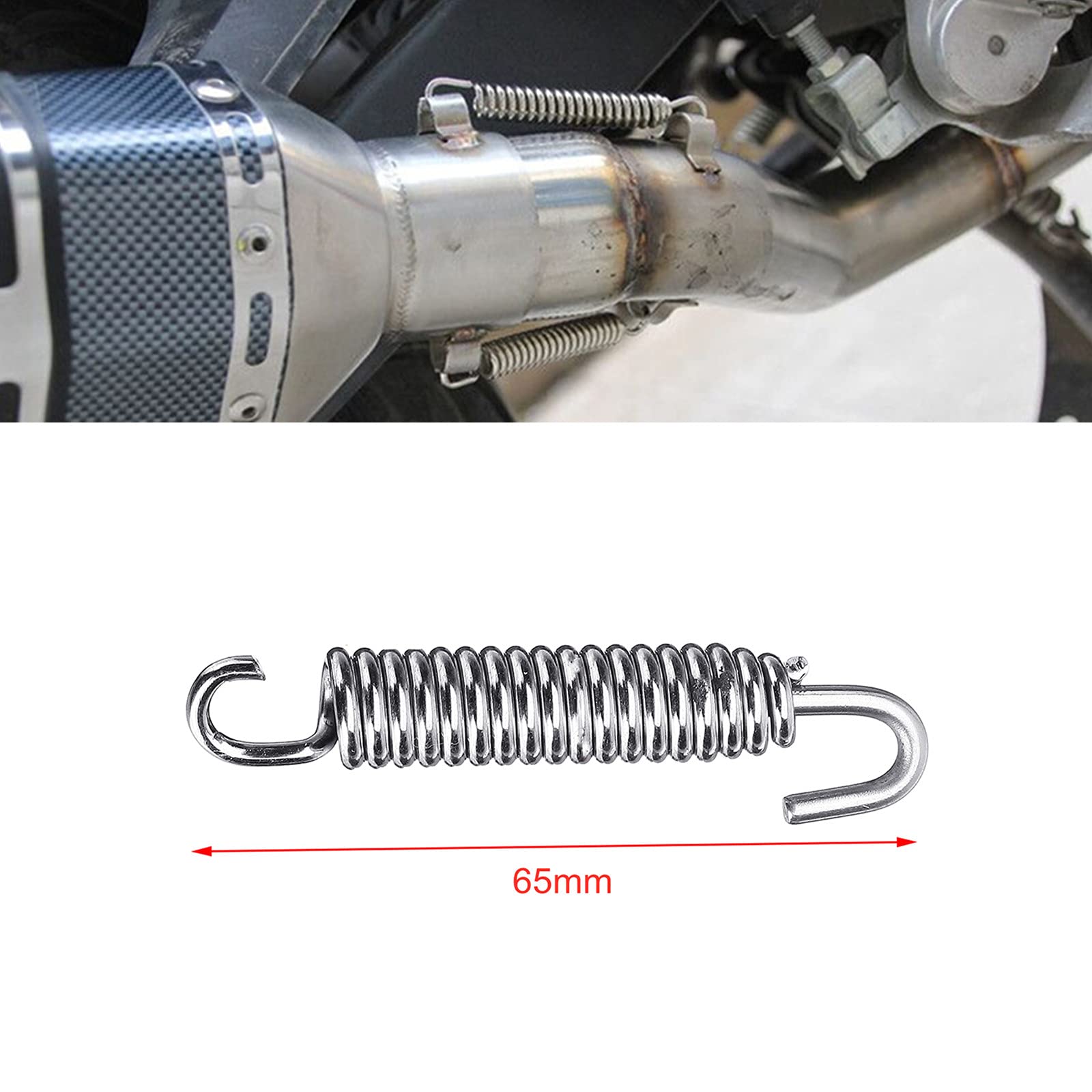 Motorcycle Exhaust Pipe Springs, 6Pcs Stainless Steel 65Mm Motorcycle Exhaust Pipe Springs Muffler Exhaust Pipe Spring Hooks