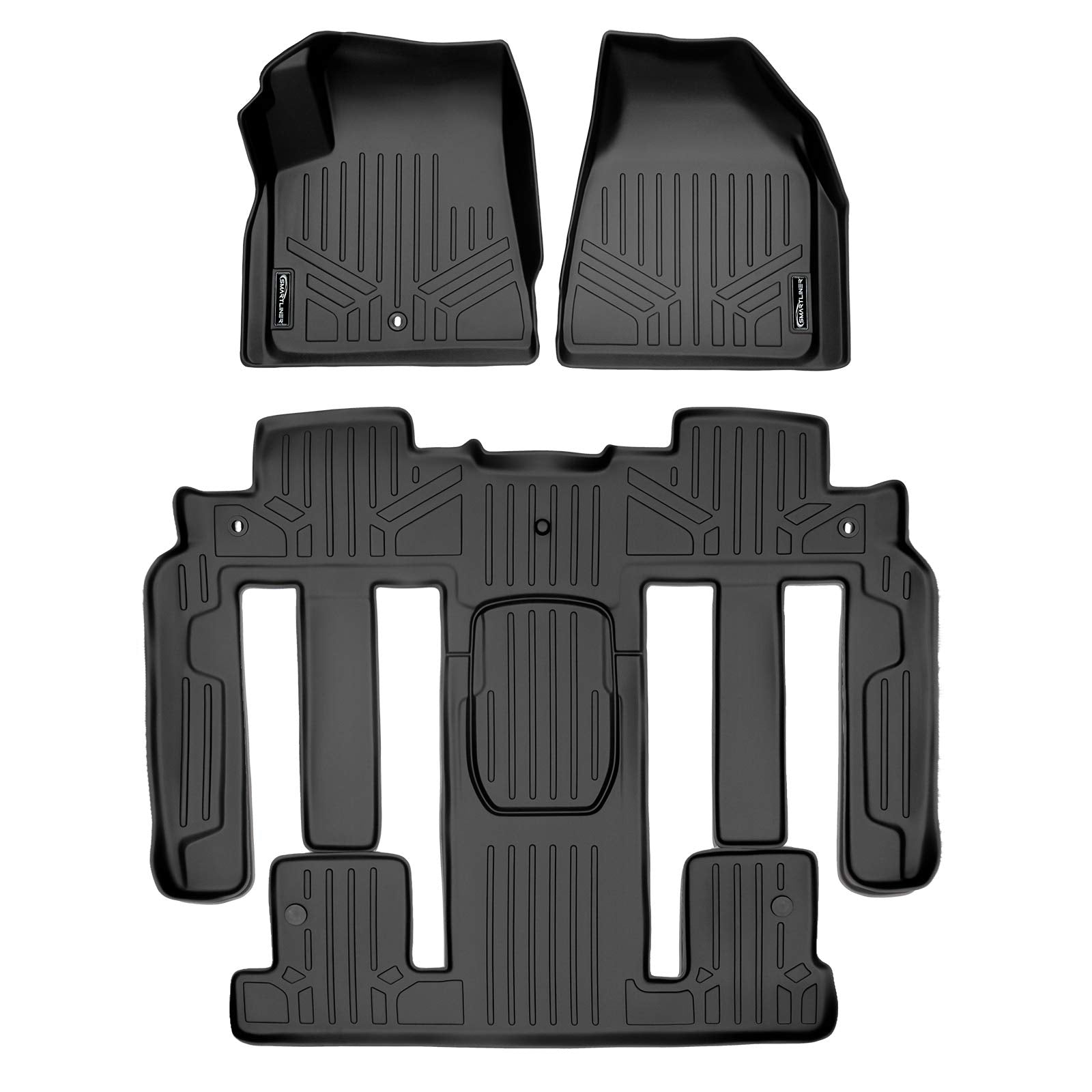 Maxliner Custom Fit Floor Mats 2 Row Liner Set Black Compatible With Traverse/Enclave/Acadia/Outlook (With 2Nd Row Bucket Seats)
