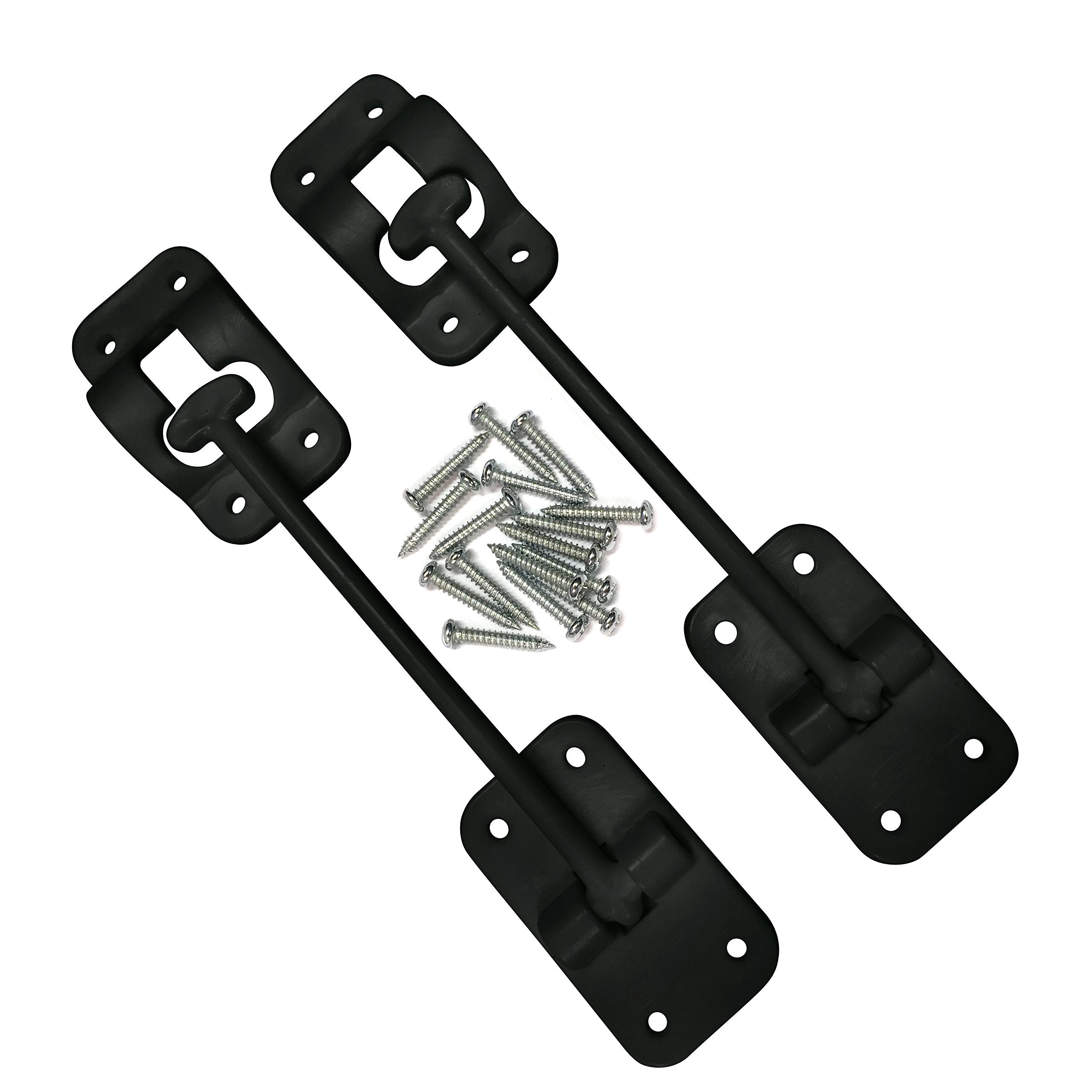 Camp'N T-Style 6 Door Latch-Holder-Catch With Hardware For Rv, Trailer, Camper, Motor Home, Cargo Trailer - Oem Replacement (Black 2-Piece)