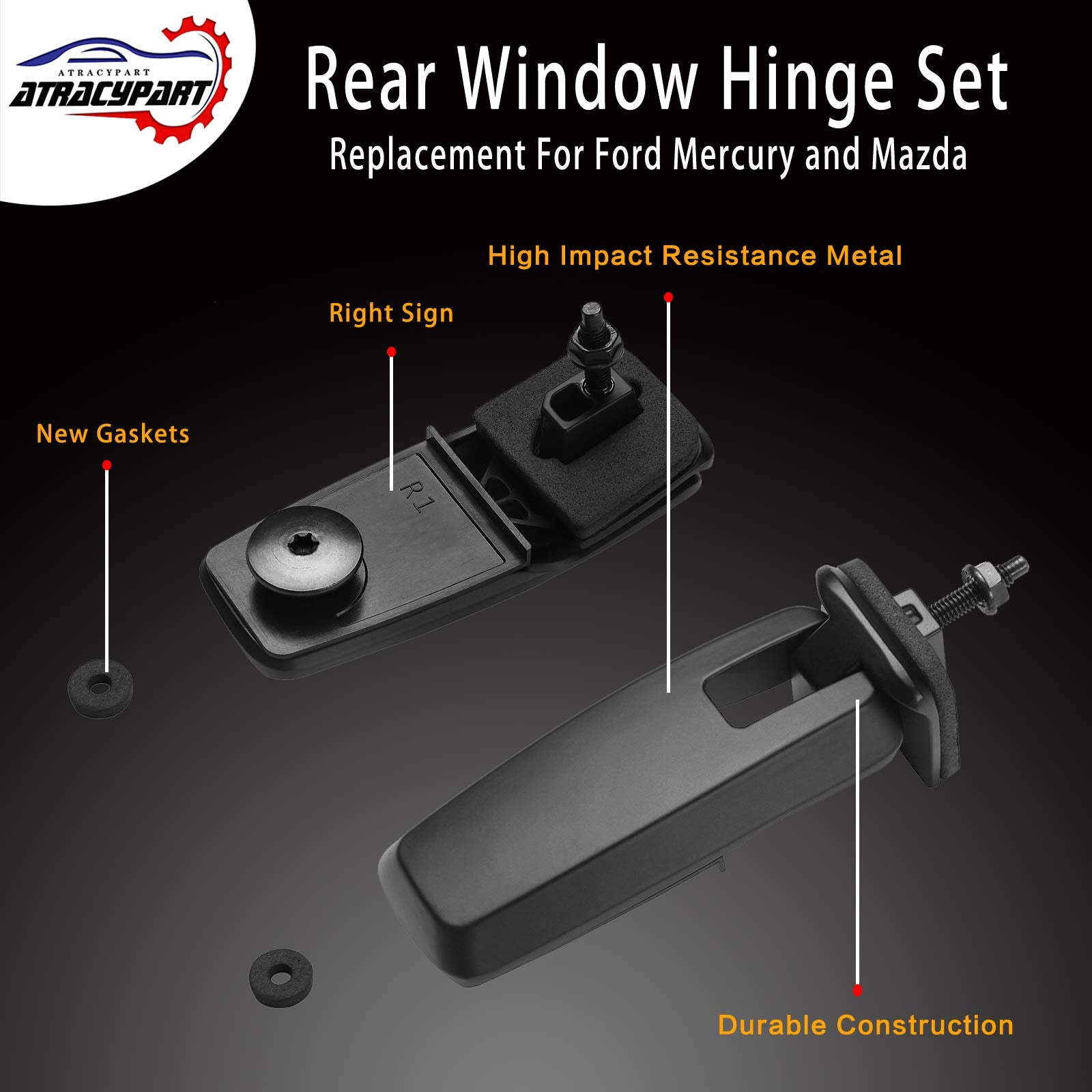 ATRACYPART Rear Window Hinge Set for 2008-2012 Ford Escape, 2008-2011 Mercury Mariner, Mazda Tribute - Replaces 8L8Z78420