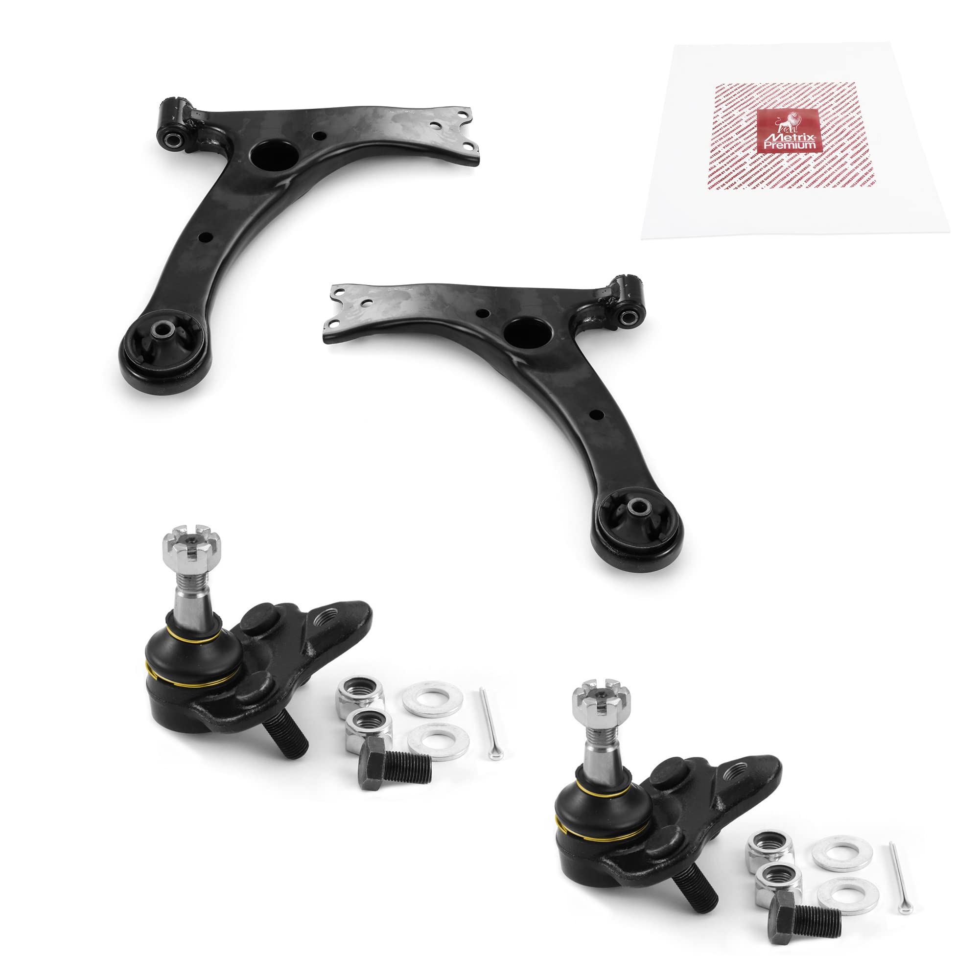 Metrix Premium Chassis Parts - 4 Pc Front Lower Control Arm & Front Lower Ball Joint Kit Fits 2003-2008 Toyota Corolla, Replacem