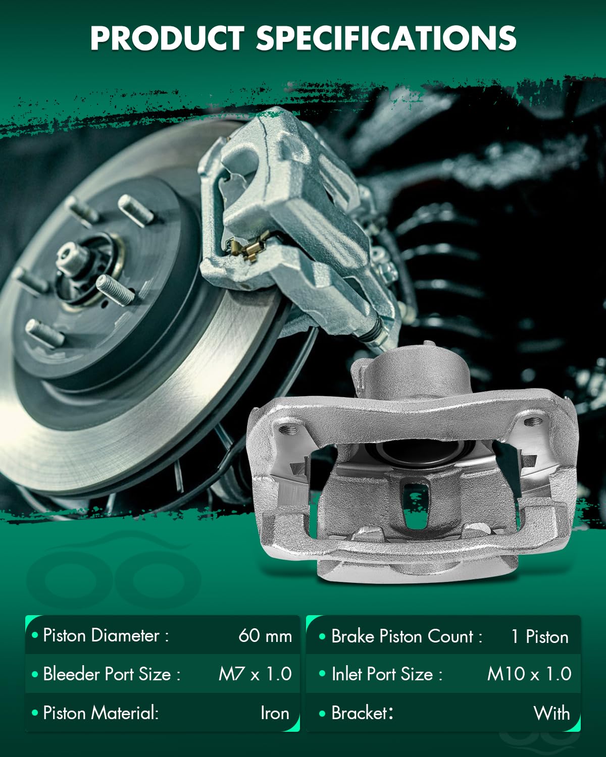 Scitoo Front Left Brake Caliper With Bracket 19B3434 Compatible For Pontiac Vibe 2009-2010 For Scion Xd 2008-2014 For Toyota Cor