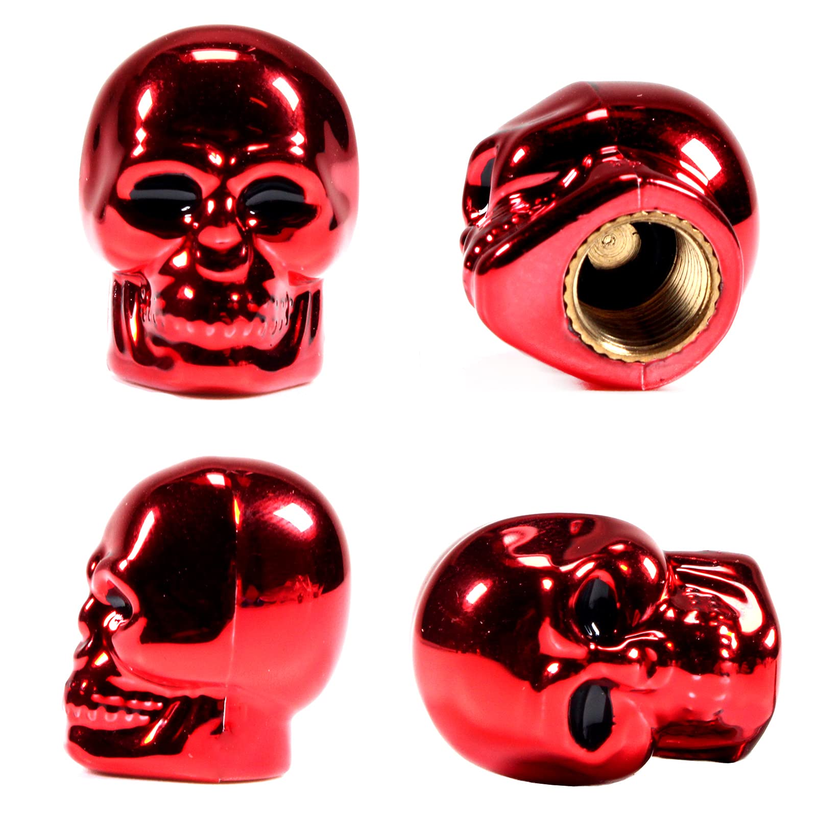 Dsycar Red Skull Valve Stem Caps Funny Cars Tires Valve Stem Caps Cover Cool Skull Head Universal For Cars Suv Bike Trucks Motor