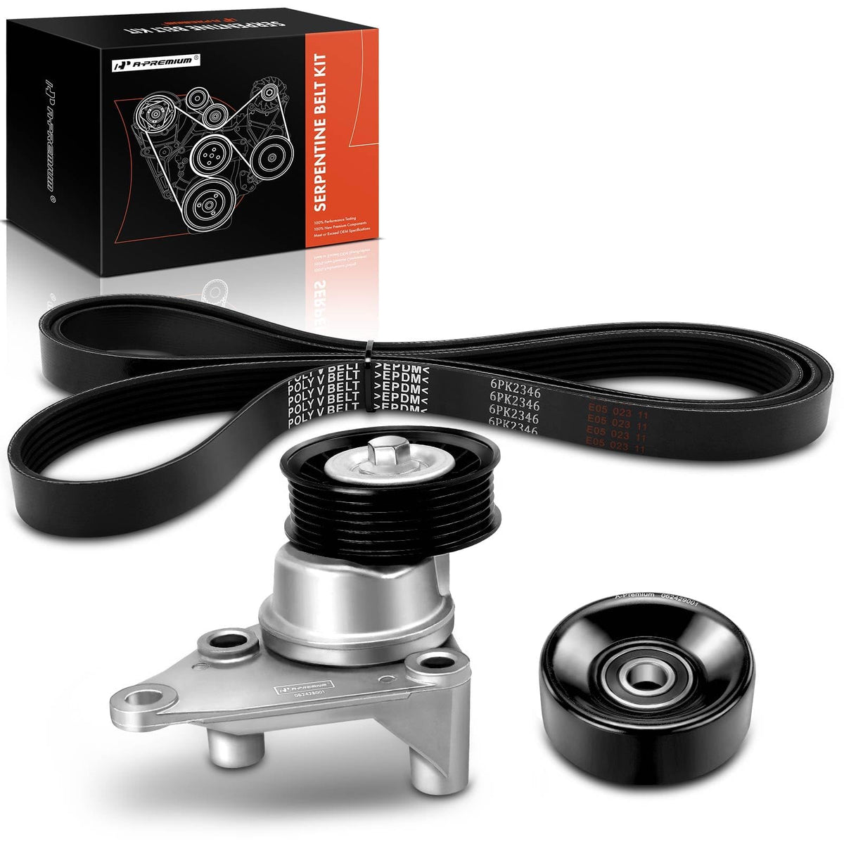 A-Premium Engine Serpentine Belt Drive Kit with Tensioner & Idler Compatible with Chevy, GMC & Cadillac Vehicles - 1999-2002 - S