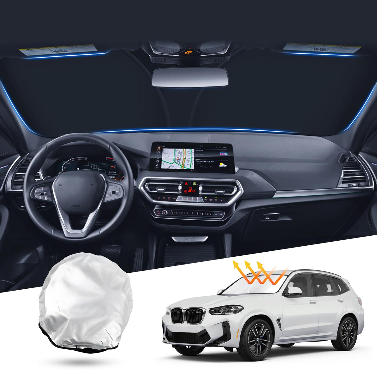 T Tgbros Windshield Sun Shade For 2019-2024 2025 Dodge Ram 1500 Crewcab Megacab 2Dr 4Dr Pickup Accessories Foldable Sun Shield R
