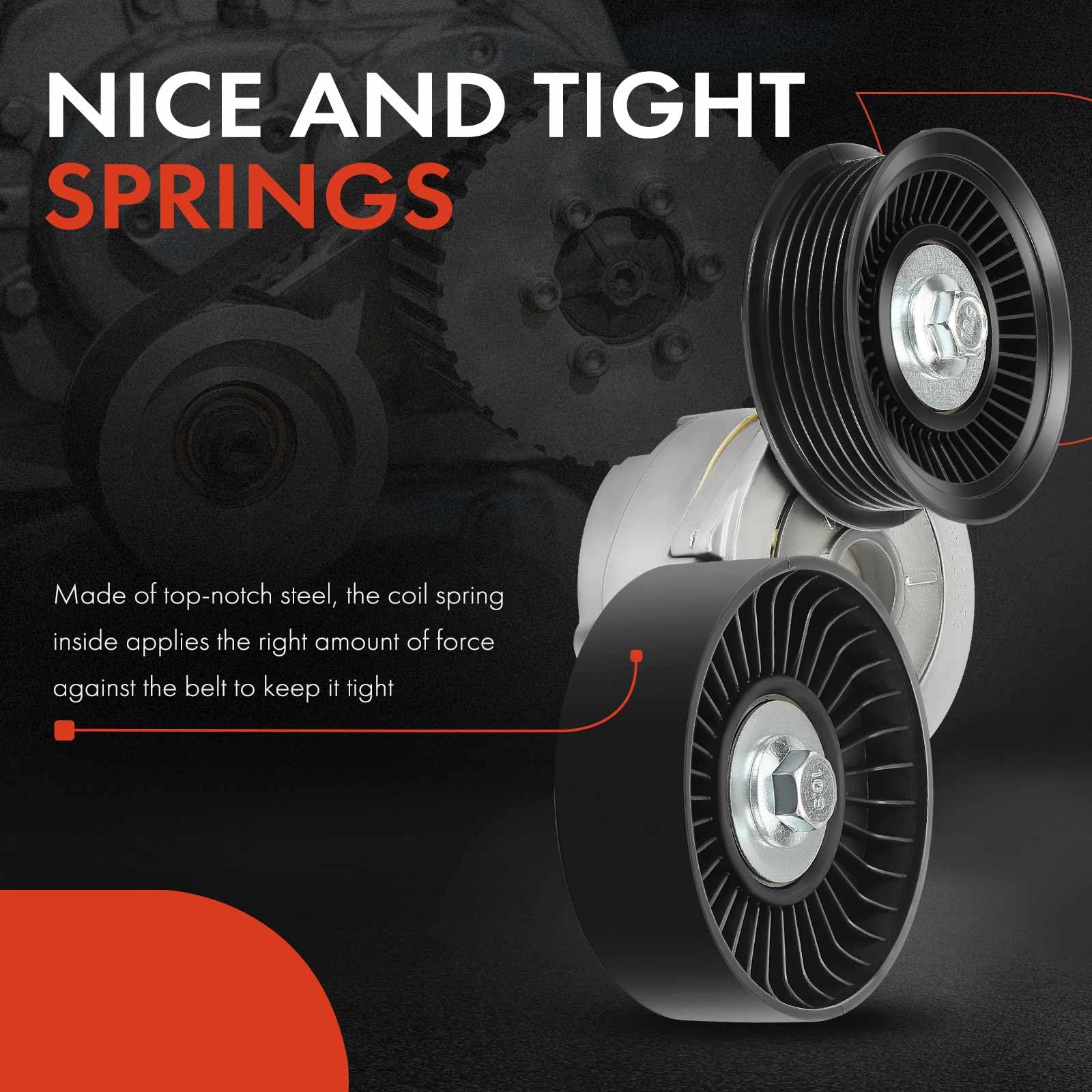 A-Premium Belt Tensioner Assembly With Pulley Compatible With Dodge Dakota 2000-2010, Durango, Ram 1500 & Jeep Commander, Grand