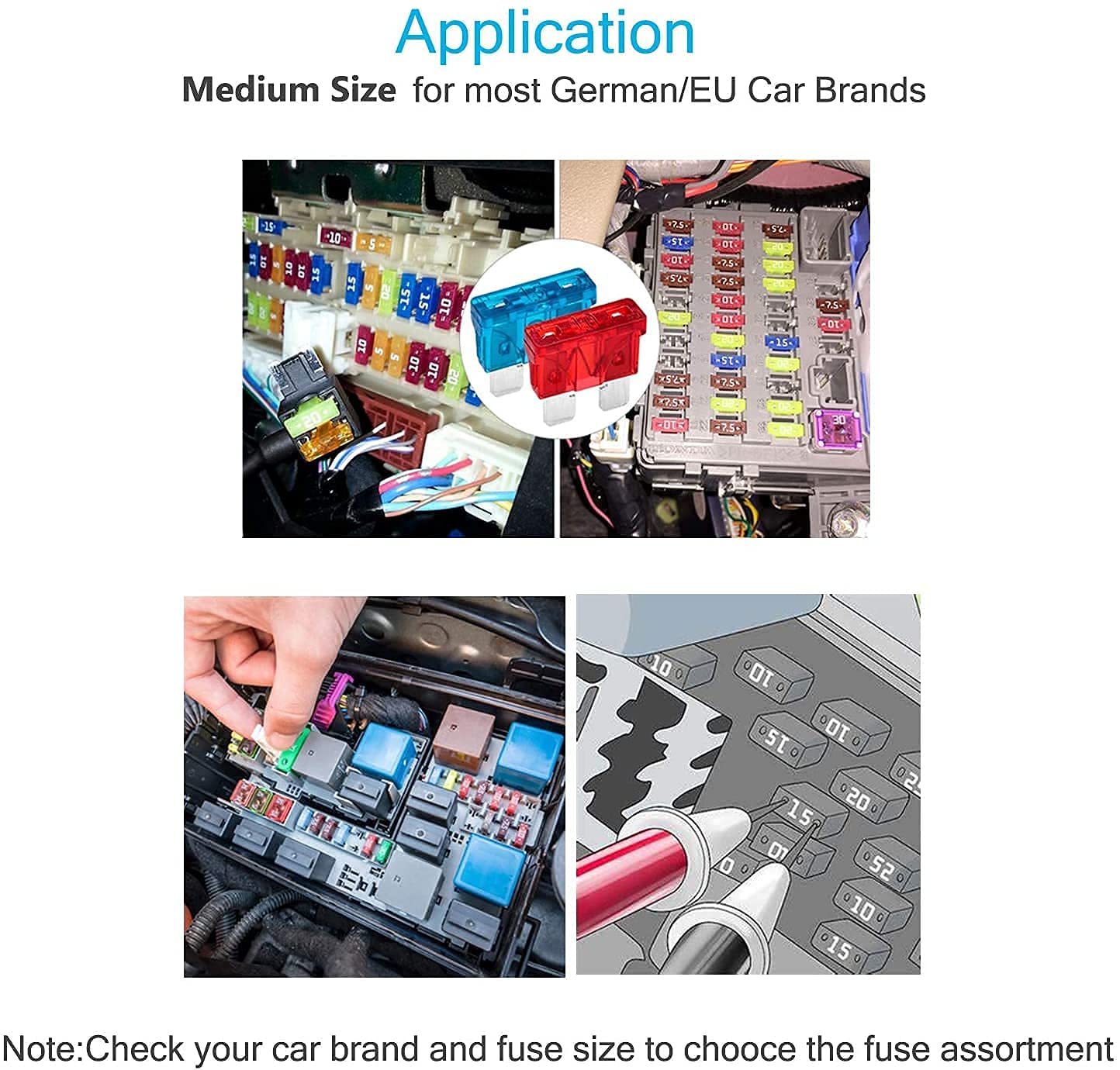 20Pcs Atc/Ato Standard Blade Fuse 15A 32V For Automotive Suv Car Truck Boat Marine 15Amp