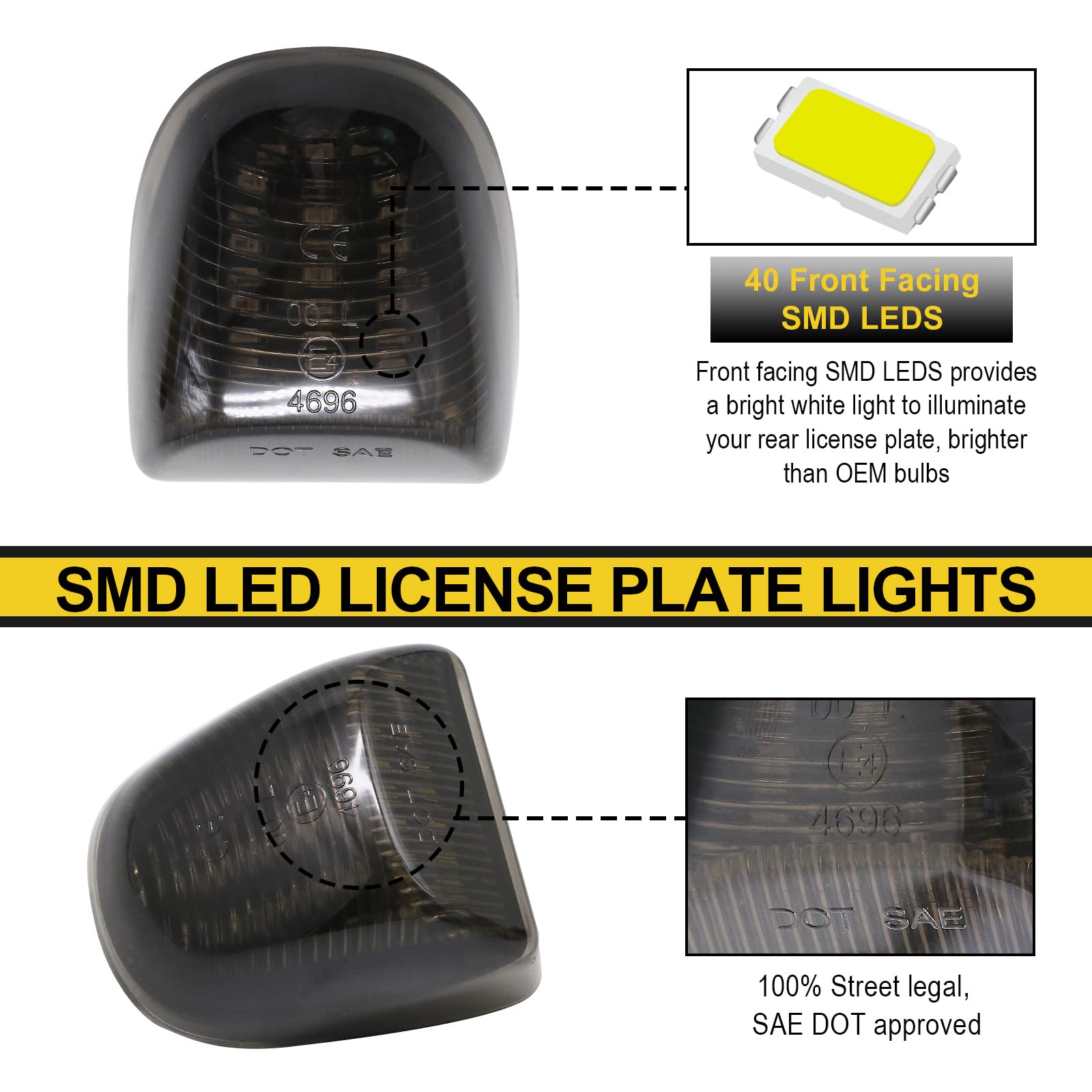 R&F Auto 6000K Led Red Tube License Plate Light Compatible With Silverado & Sierra 1500 2500 3500 Hd/Avalanche/Tahoe/Suburban/Tr