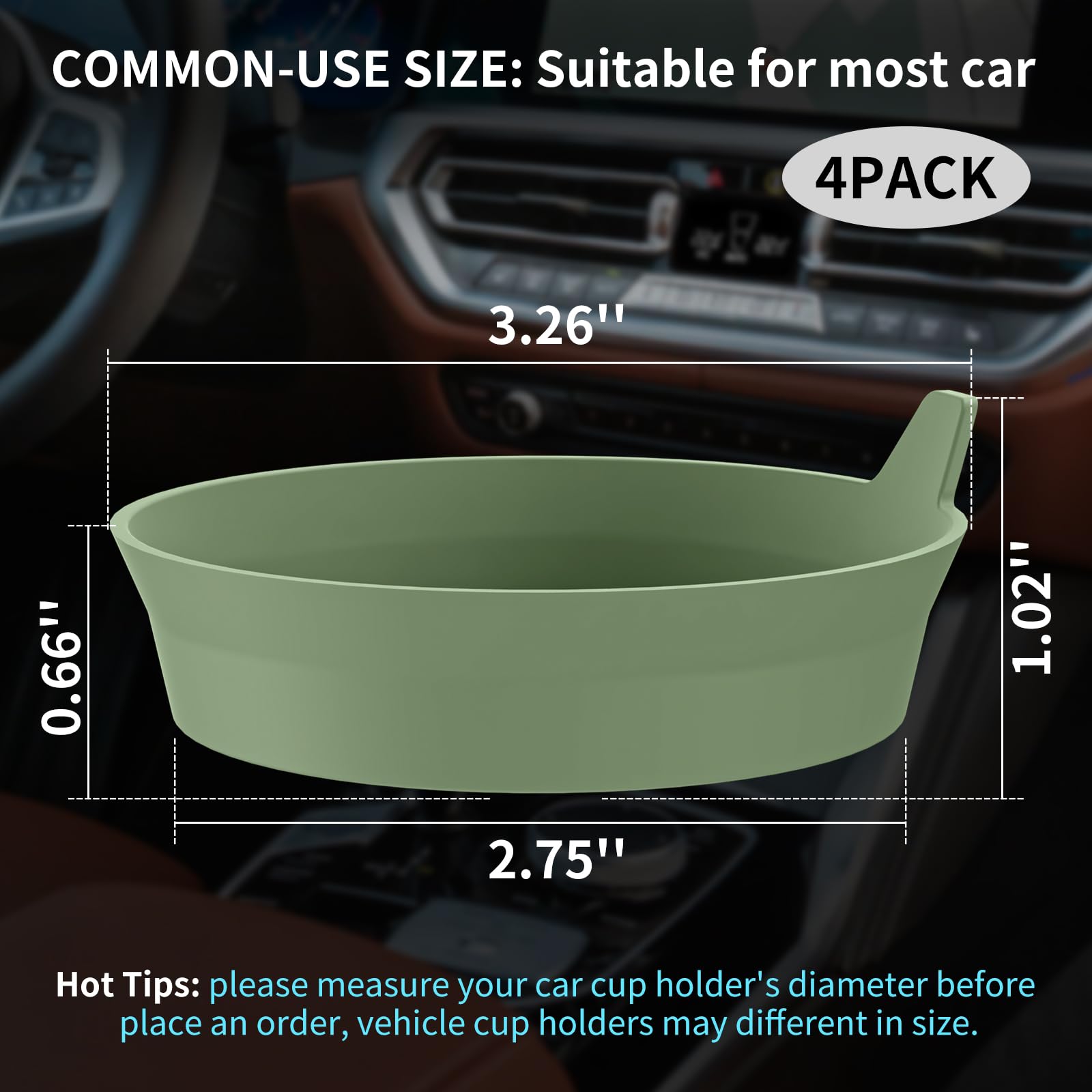 Me.Fan Car Cup Holder Coasters [4 Pack] Silicone Cups Mats, Automotive Universal Non-Slip Recessed Interior Accessories Olive Gr