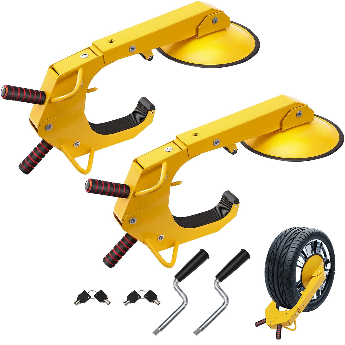 Mophorn 2Pcs Heavy-Duty Trailer Wheel Clamp Locks - Adjustable Anti-Theft Tire L WBCARB07589TJW1