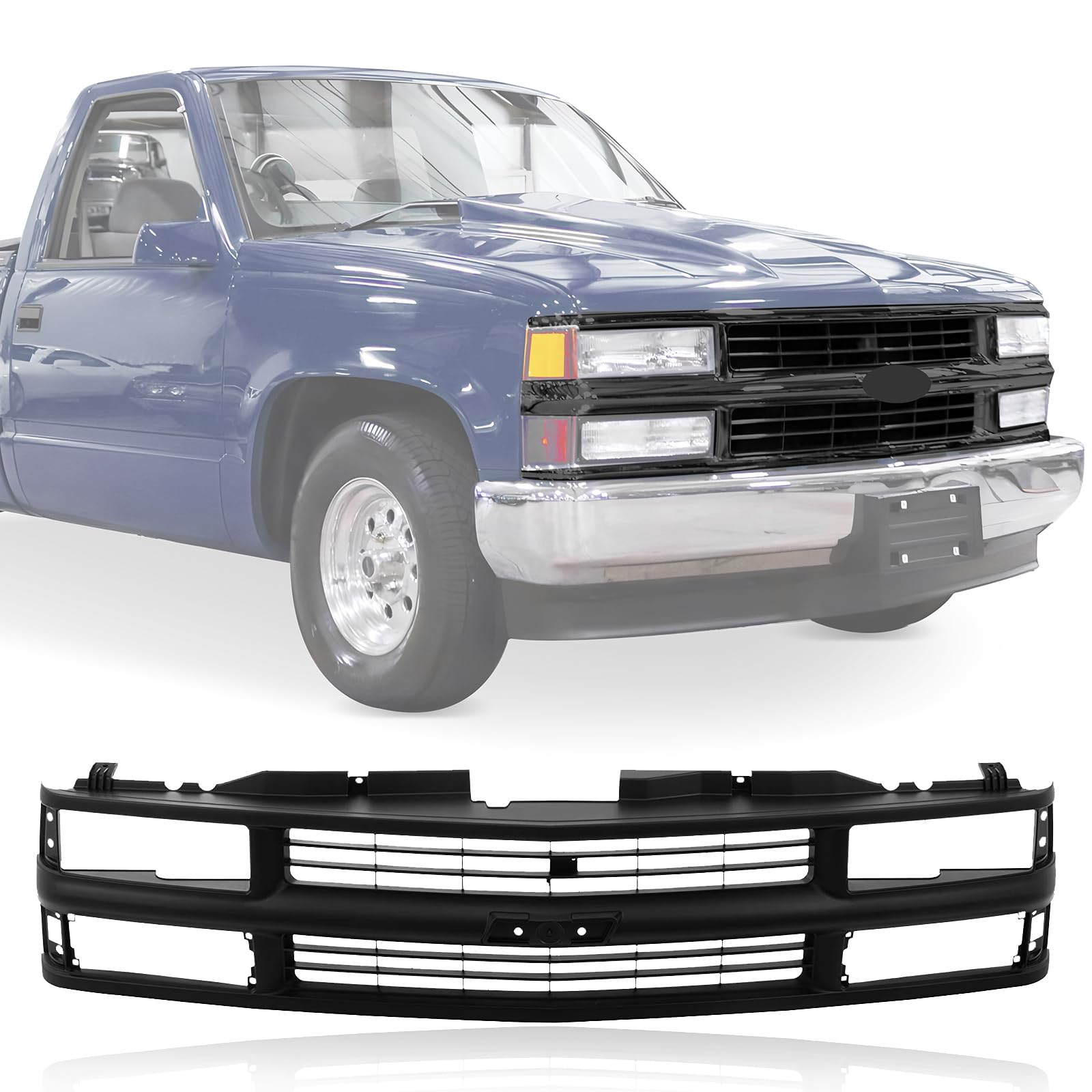 Carpartsdepot Front Grille Grill Black Shell With Insert Compatible With Chevrolet 1994-2000 C/K 1500 2500 3500 Tahoe Blazer For