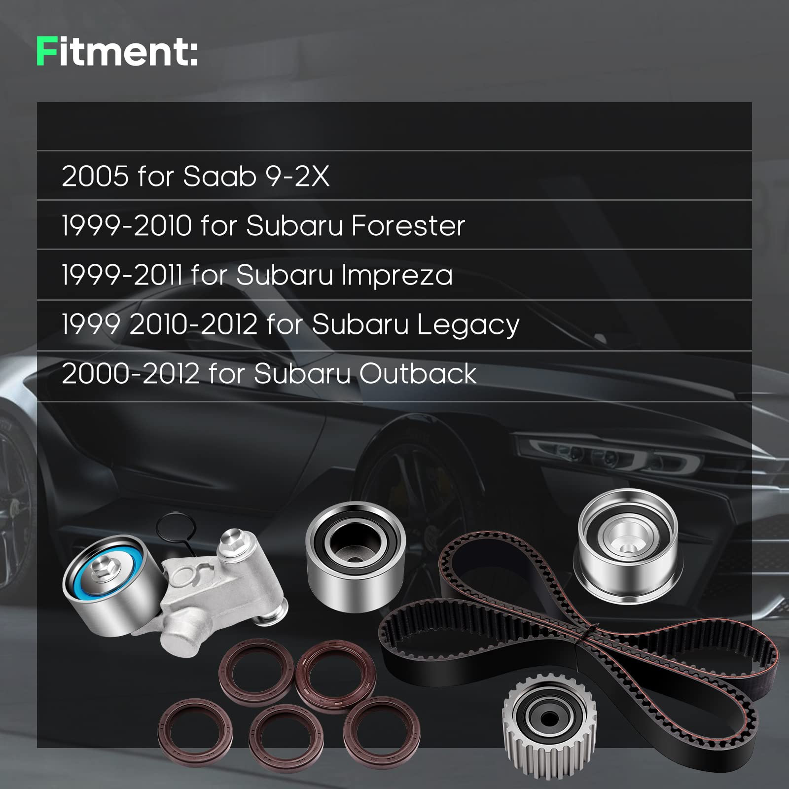 Scitoo Tbk304 Ts26304 Ts26304 Itm304 Engine Timing Belt Kit Fits For 05 For Saab 9-2X 99-10 For Subaru Forester 99-11 For Subaru Impreza 99 10-12 For Subaru Legacy 00-12 For Subaru Outback
