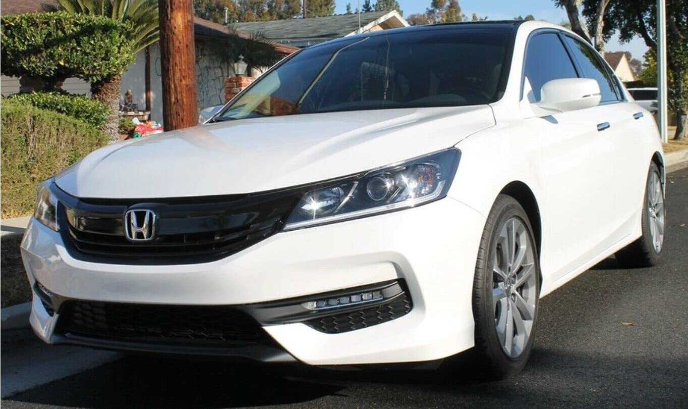 Slickmod Chrome Delete Blackout Vinyl Overlay For 2016-2017 Honda Accord Sedan Front Grill Trim (Full Kit, Gloss Black)