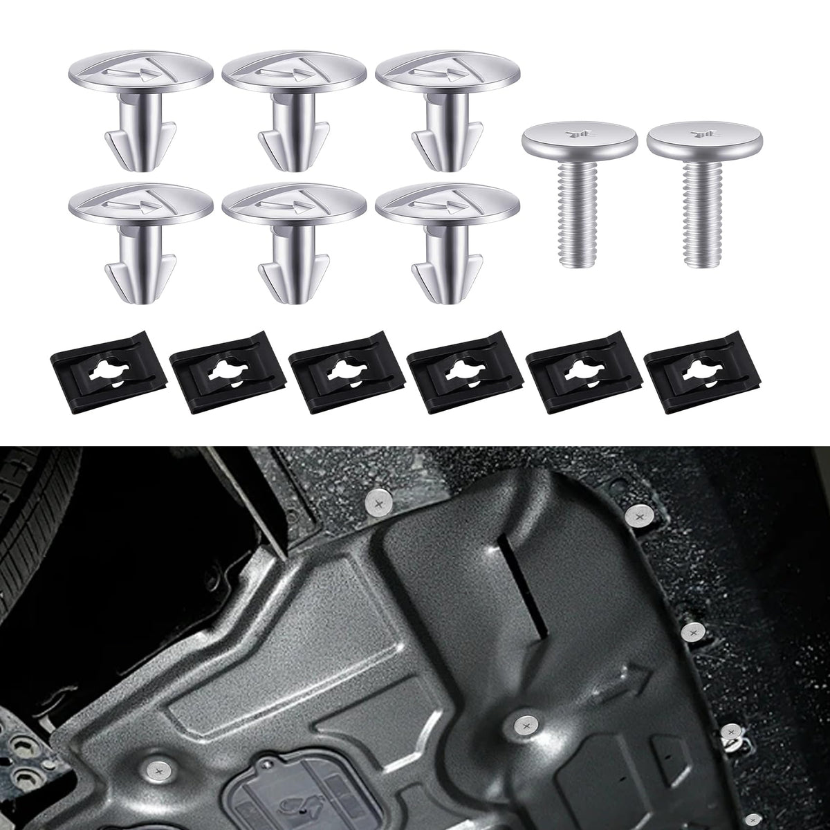 14Pcs Engine Lower Cover Pin Screws, Engine Splash Shield Hardware Screw And Access Clip, 90674-Ty2-A01 90105-Tba-A00 Engine Cas