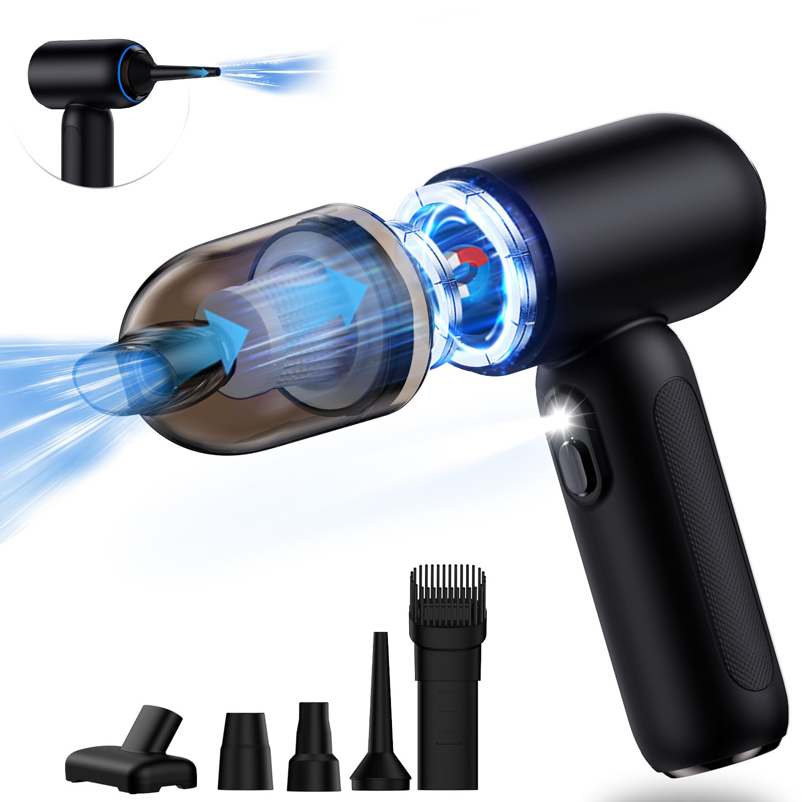 Feiltik Handheld Car Vacuum Cleaner Cordless, 21000PA High Power Car Vacuum Cleaner & Air Duster/Blower, Portable Vacuum with Ma