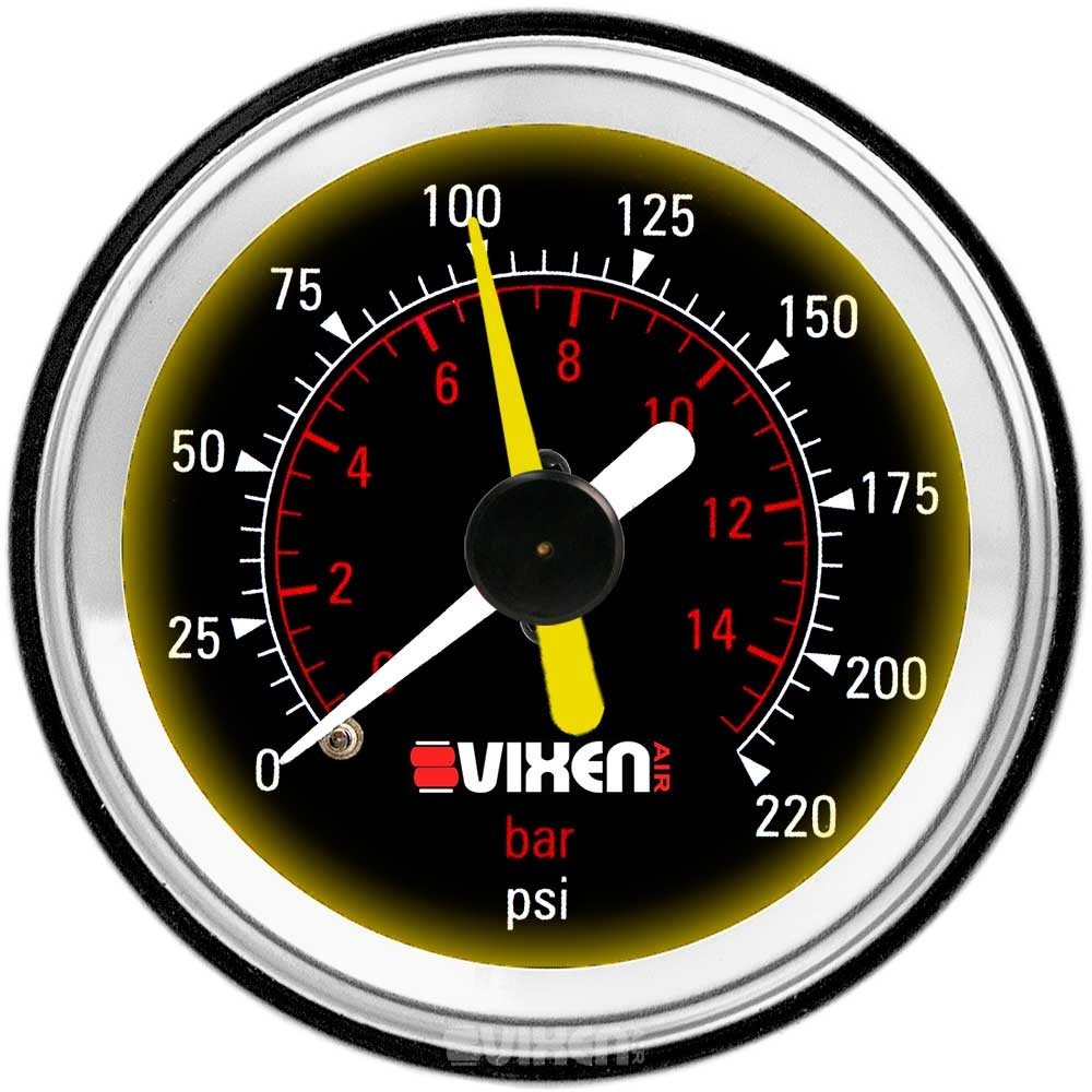 Vixen Air One 2' Dual Needle Air Pressure Black Gauge With Two Momentary Switches And Metal Dash Panel Kit Vxf1Gp2Rkb