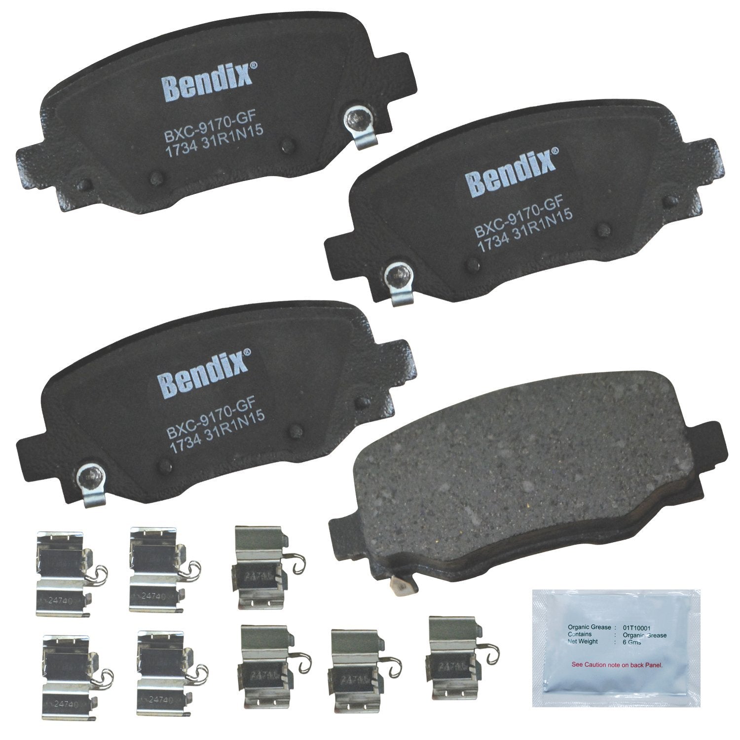 Bendix Priority1 Cfc1734 Ceramic Rear Brake Pads For Chrysler 200 2017-2015, Jeep Cherokee 2021-2014