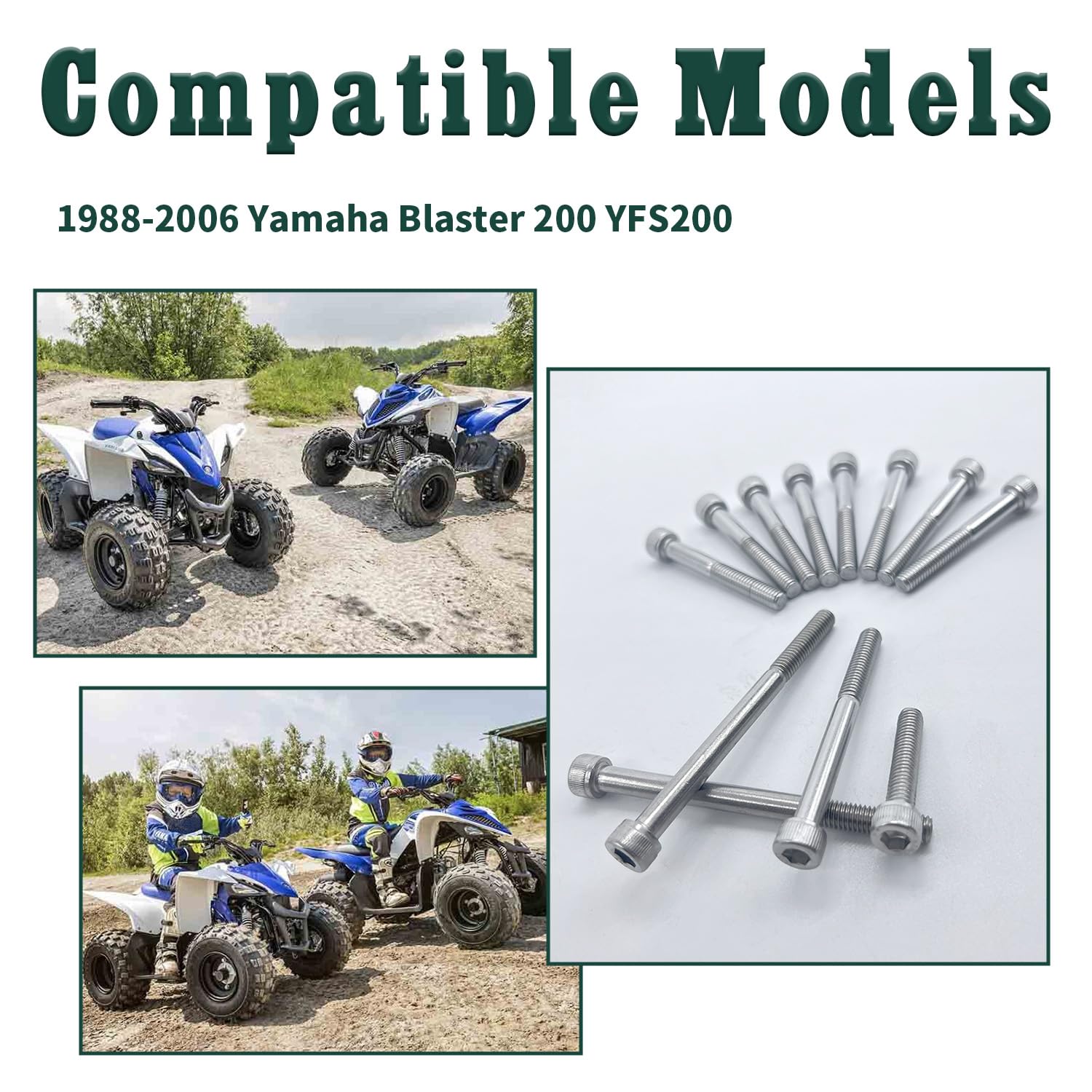 Biglknm Polished Bolt Screw Kit Compatible For Yamaha 1988-2006 Blaster 200 Yfs200, 54Pcs (7Pack) Motorcycle 304 Stainless Steel Engine Bolt Kit For Yamaha