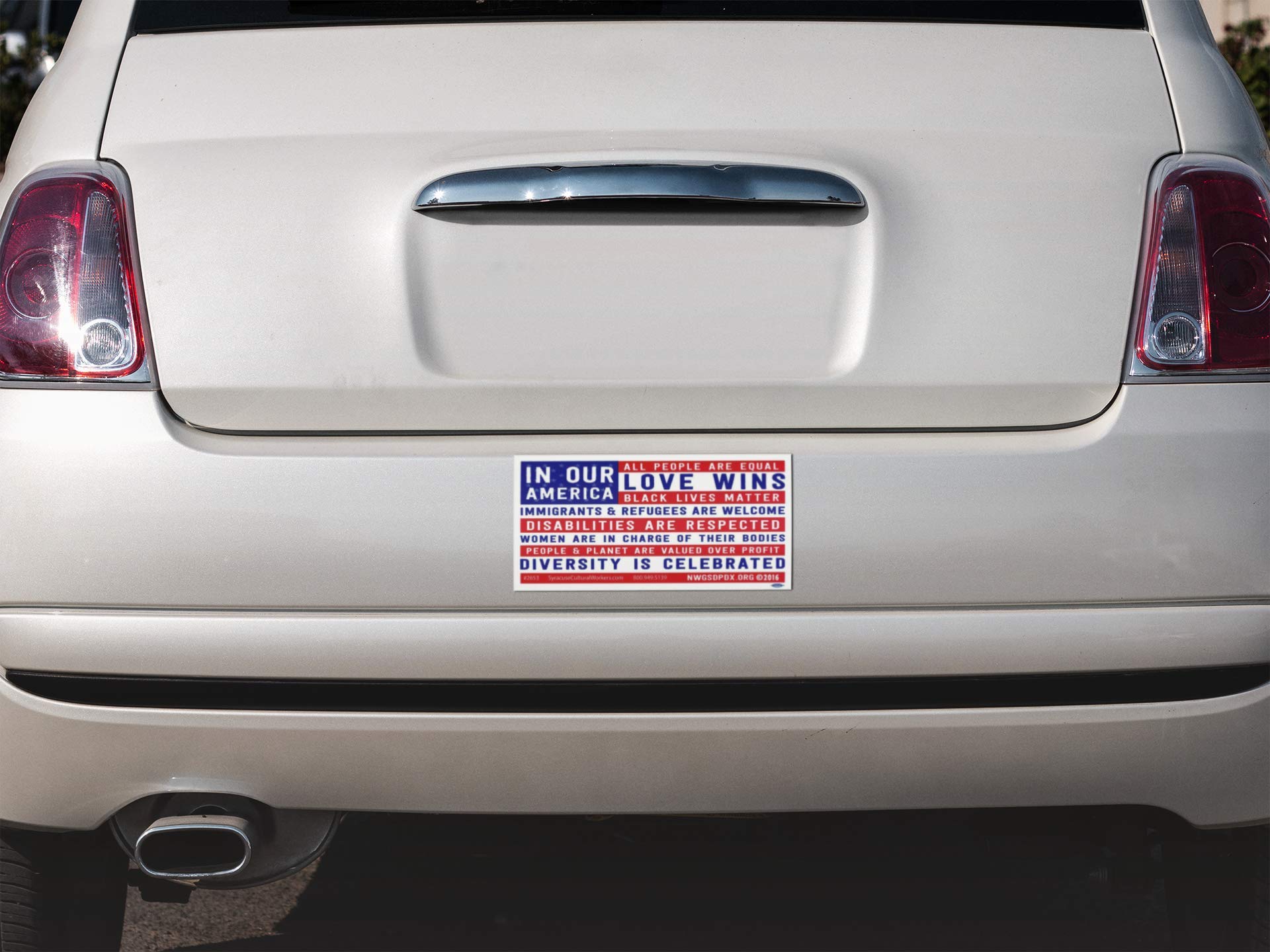 Syracuse Cultural Workers Vinyl Bumper Sticker - Black Lives Matter & Love Wins, 7.75x3.75 Inches, Red White and Blue, Model LS427