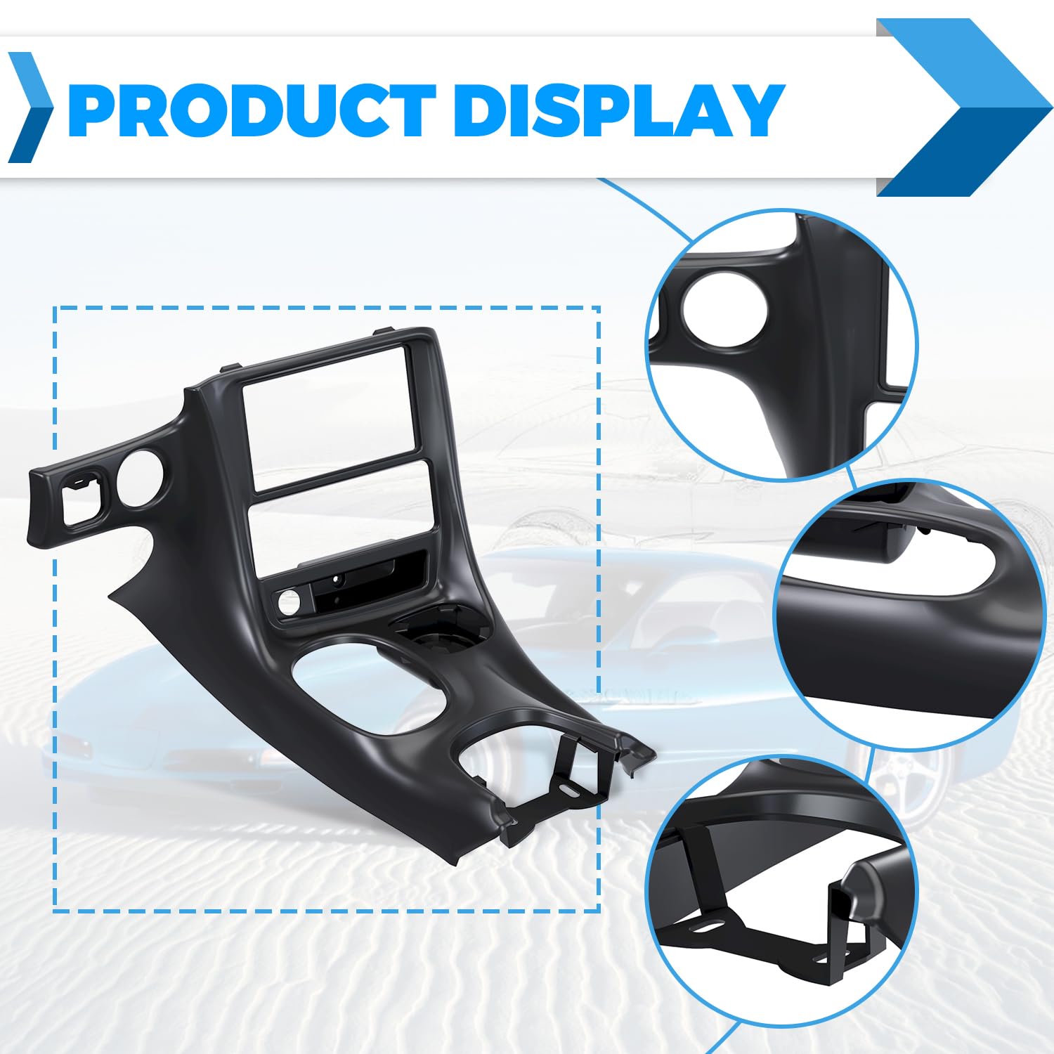 ECOTRIC Double Din Stereo Dash Installation Kit for 1997-2004 Chevrolet Corvette C5 Replace for Part Number 10407815