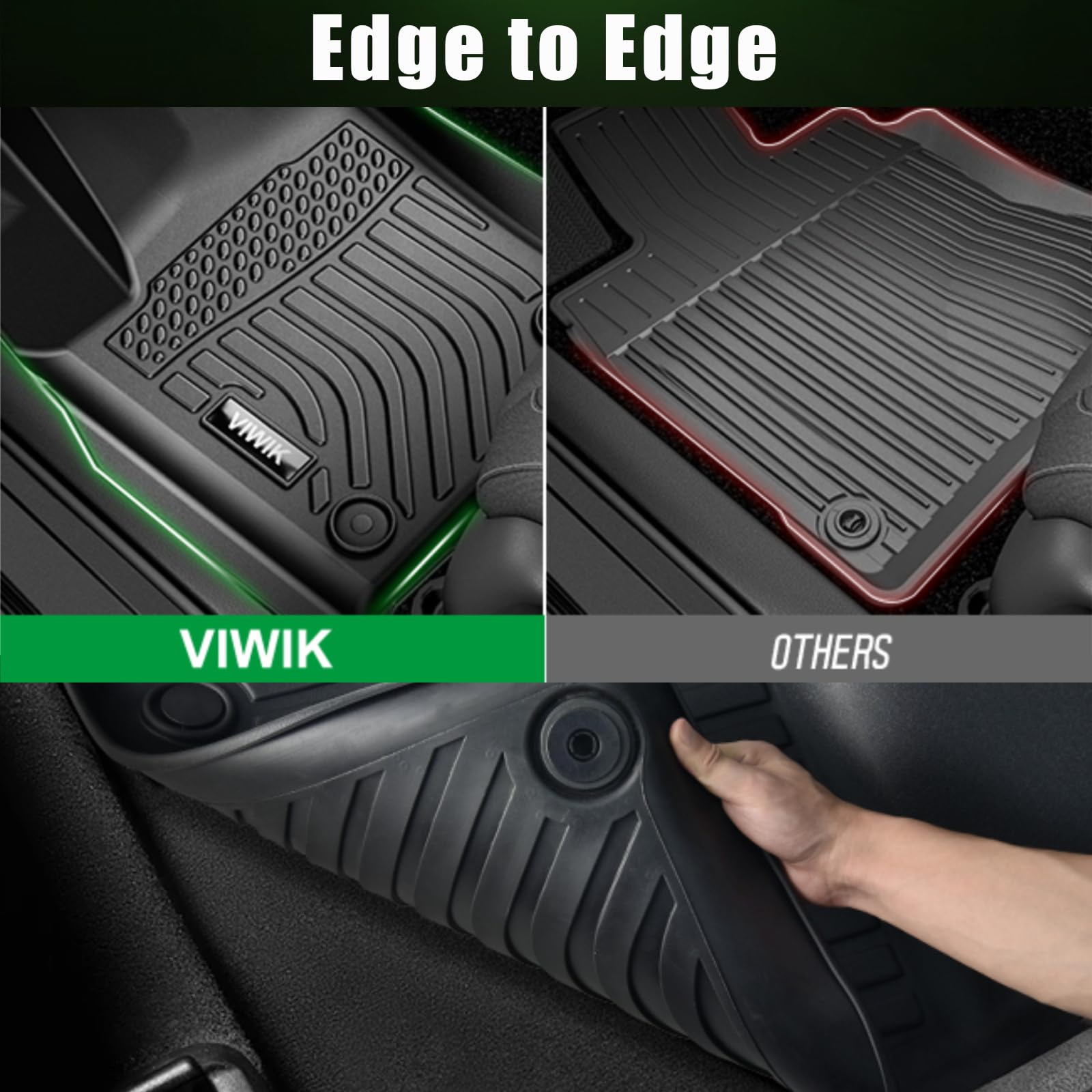Viwik Floor Mats For Toyota Tacoma 2018 2019 2020 2022 2023 (Only For Double Cab), Automotive All Weather Custom Fit Tpe Floor L
