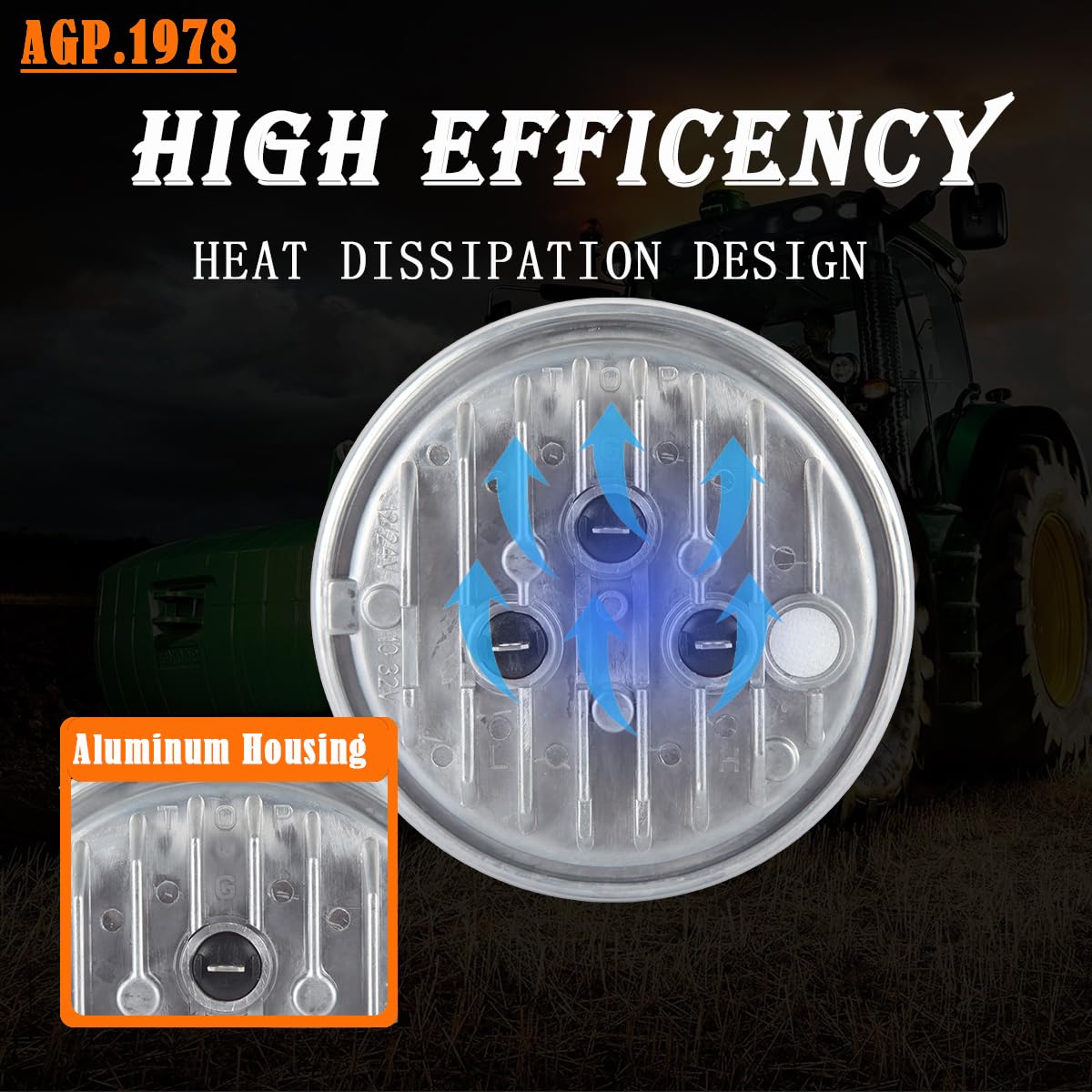 Agp.1978 Par36 24W Led Sealed Hi-Lo Led Work Light Tractor Led Bulb Re25126 Compatible With Tractor John Deere 9200 Re Ar48723, Ar85263,Ar85264,Ar93335,Re10962,Re10963,Re19081,Re19082,Re25126