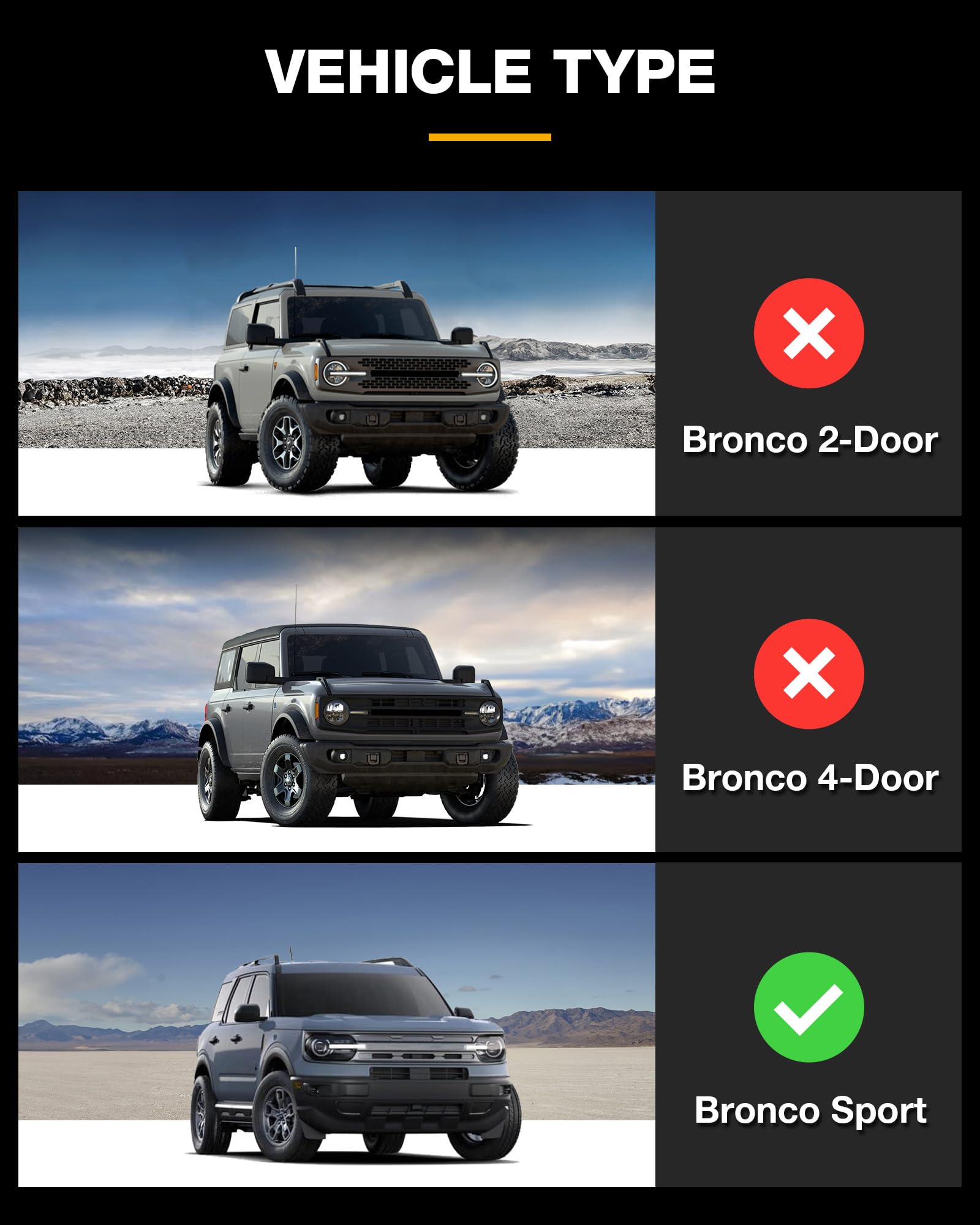 3W Cargo Liner Custom Fit For 2021-2025 Ford Bronco 4 Door, All Weather Tpe Heavy Duty Truck Car Mat Accessories Fit For Bronco