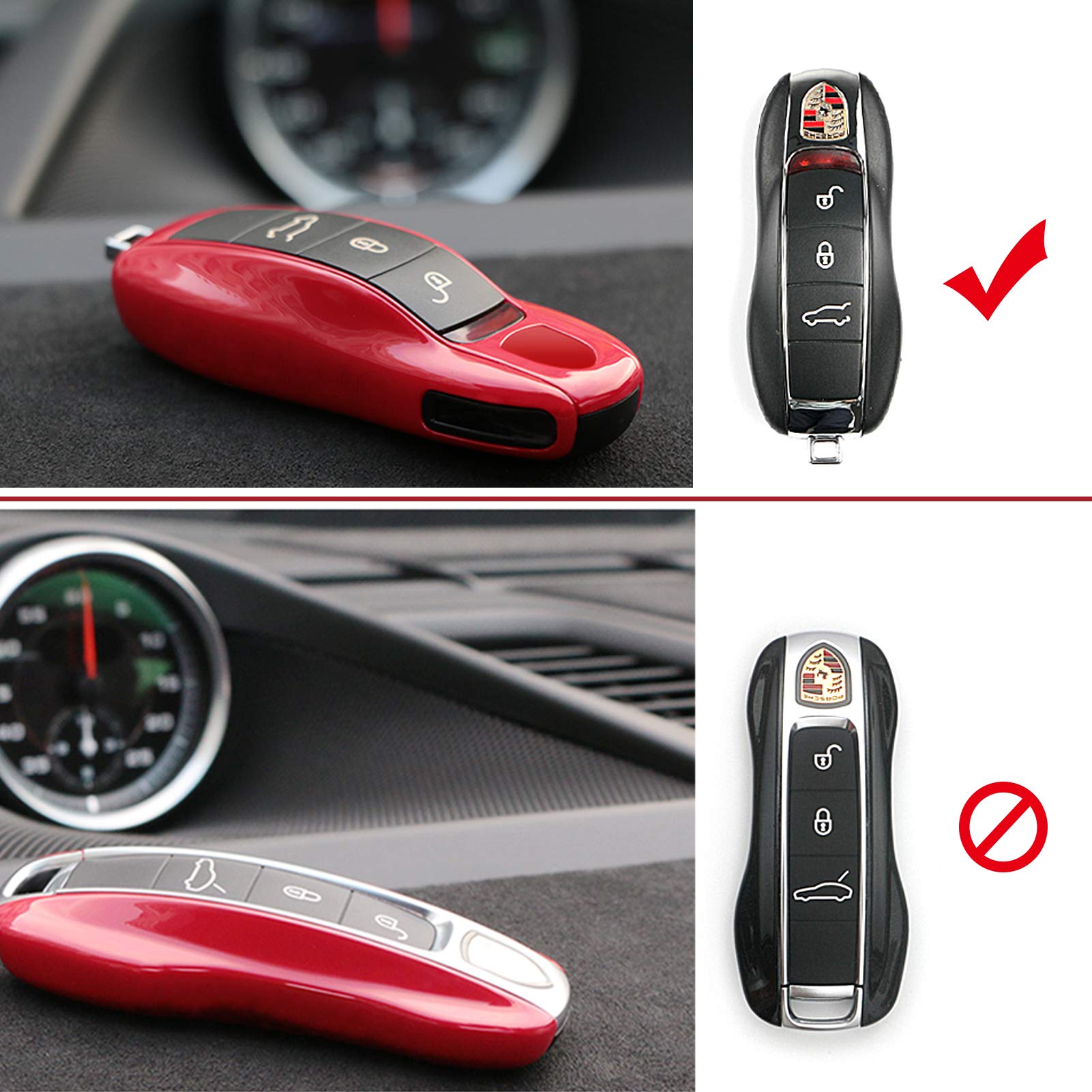 Remote Key Button Cover Compatible with Porsche, Jaronx Keyless Entry Key Fob Button Center Rubber Protectors Skin Jacket (Compa