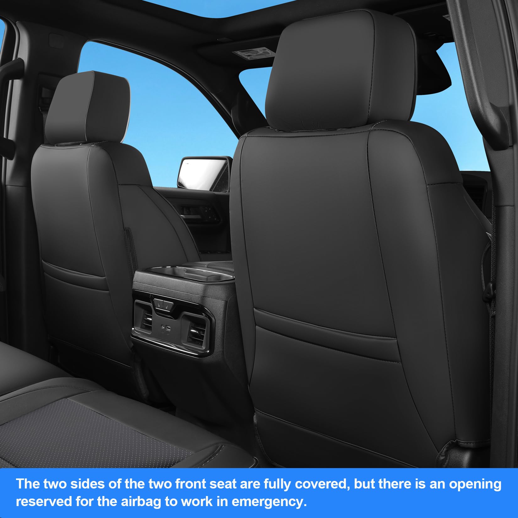 Tandi Custom Fit Silverado Seat Covers Full Set With Faux Leather For Chevy Silverado 2014 2015 2016 2017 2018 And For Gmc Sierr