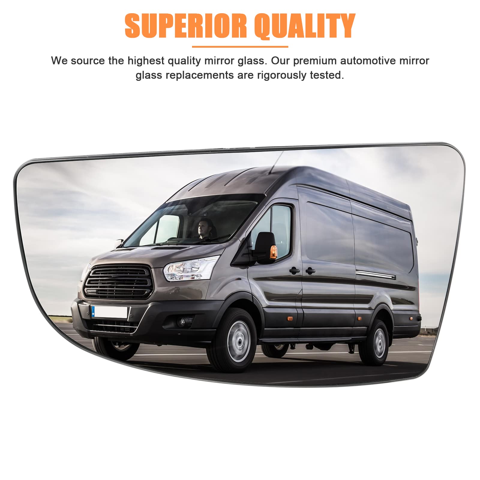 Lhcdqskcw Compatible With Ford Transit T150 T250 T350 2015 2016 2017-Up Driver Left Side Mirror Glass, Lower Tow Mirror With Bac
