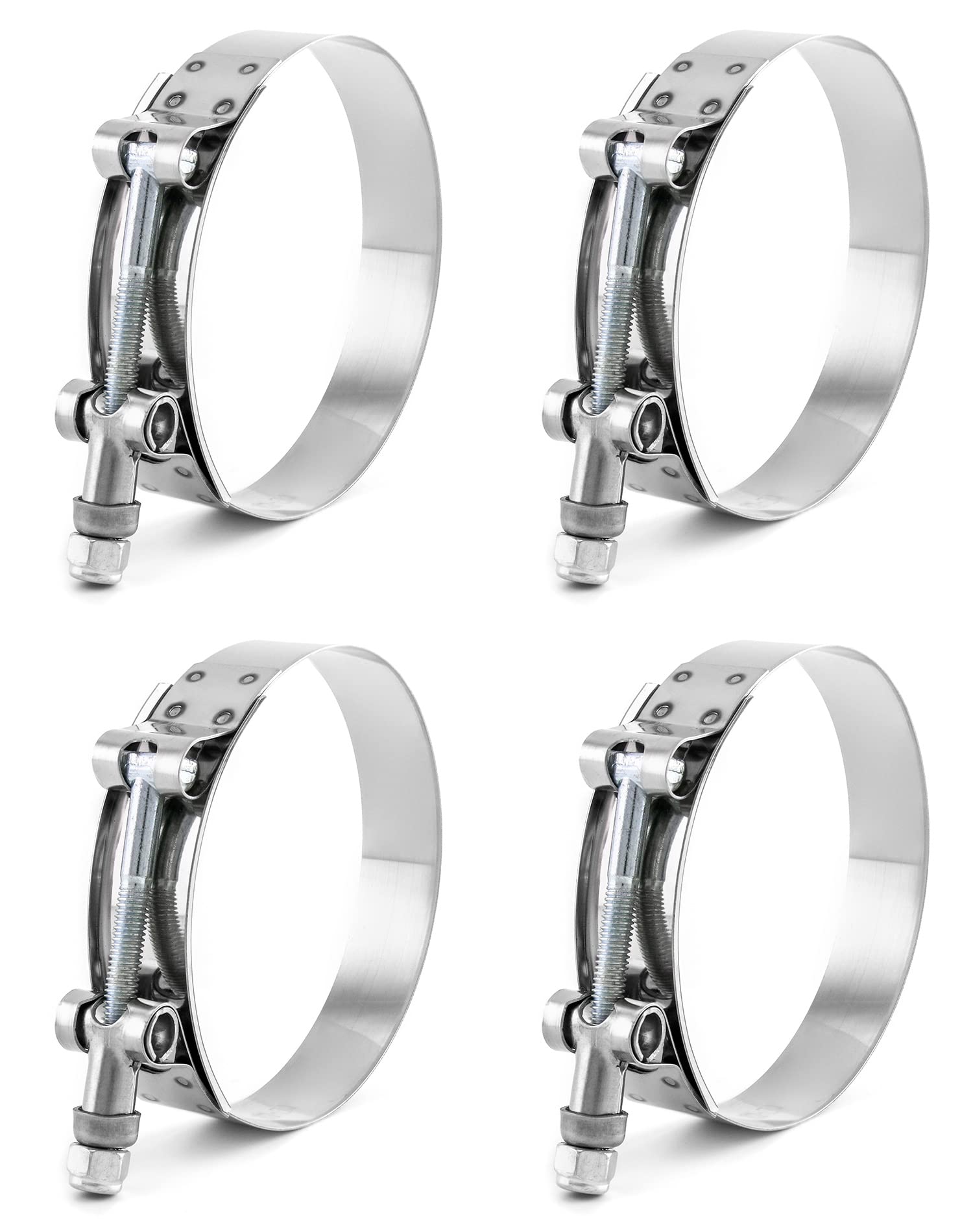 Qwork 3' T-Bolt Hose Clamp Stainless Steel, Working Range 83Mm-91Mm For 3' Hose Id, Turbo Intake Intercooler Clamp, 4 Pack