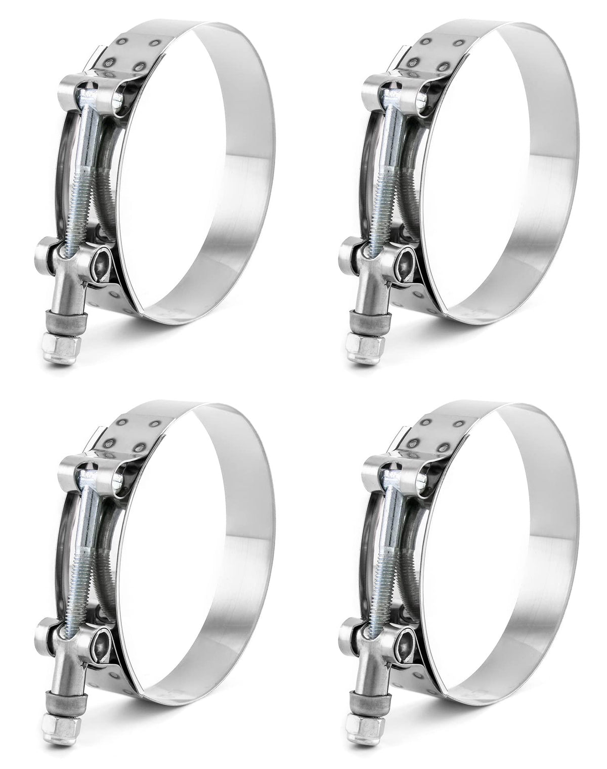 Qwork 3' T-Bolt Hose Clamp Stainless Steel, Working Range 83Mm-91Mm For 3' Hose Id, Turbo Intake Intercooler Clamp, 4 Pack
