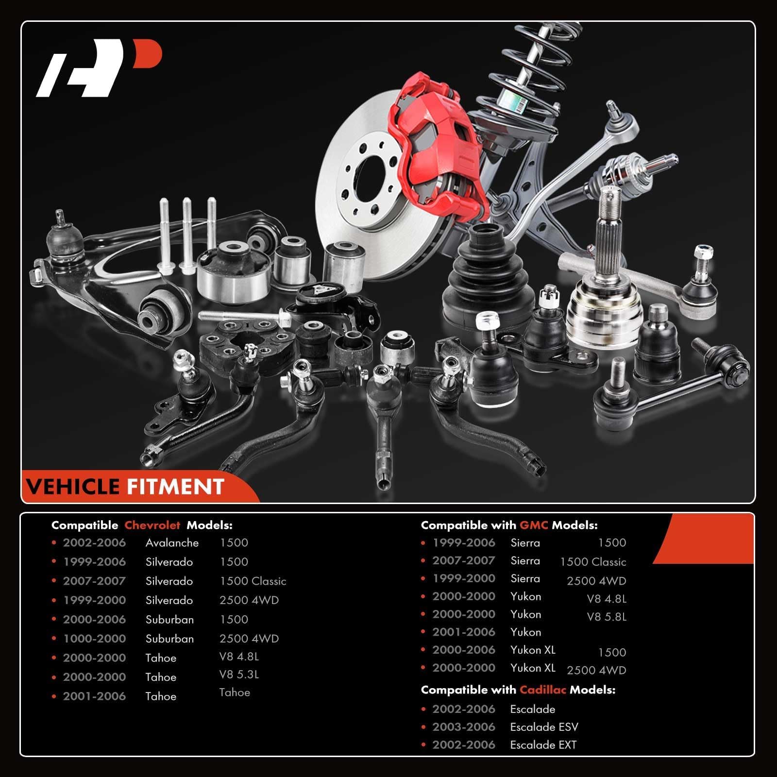 A-Premium 4Pcs Front Inner & Outer Tie Rod Ends Kit, Fit For Chevy & GMC & Cadillac - 1999-2007 - Silverado Tahoe Suburban 2500
