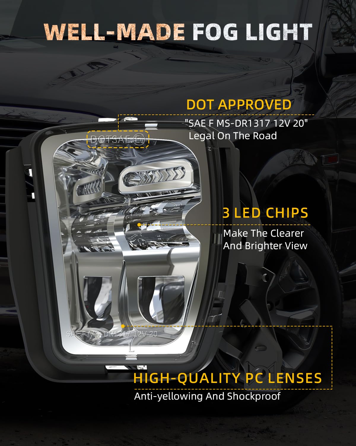 Bicyaco Led Fog Light Clear Bumper Passing Lamps Compatible With Dodge Ram 1500 2013 2014 2015 2016 2017 2018 Pickup 2019 Dodge