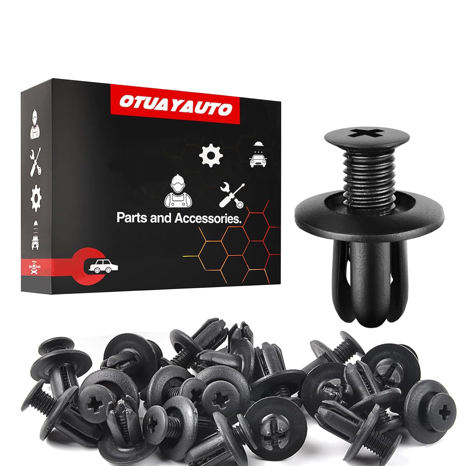 OTUAYAUTO 20pcs Fender Liner Clips - Replacement for Ford, Kia, Hyundai Elantra, Genesis, Sonata, Hyundai Santa Fe, Mazda 3, Maz