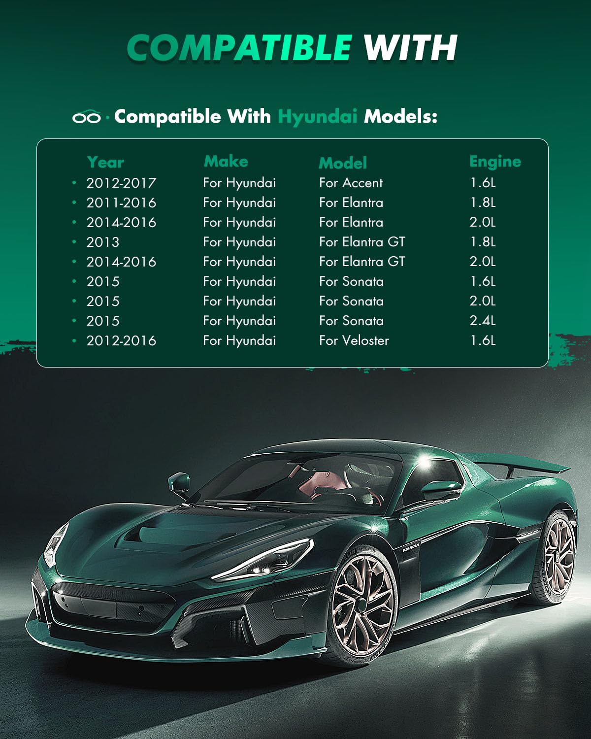 Scitoo D1544 Rear Semi-Metal Brake Pads Sets Fit For Hyundai Accent/Elantra/Elantra Gt/Sonata/Veloster,For Kia Cadenza/Forte/For