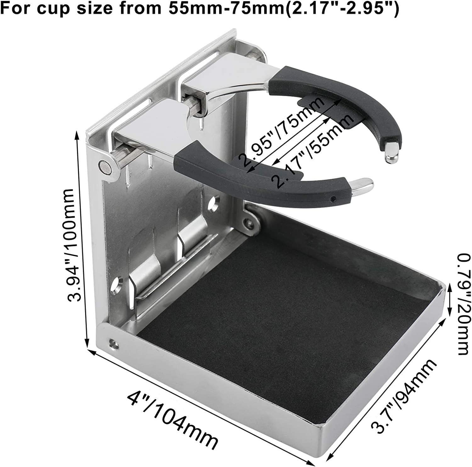 Yaemarine Stainless Steel Adjustable Folding Drink Holder Cup Holder For Marine/Boat/Caravan/Car (4)