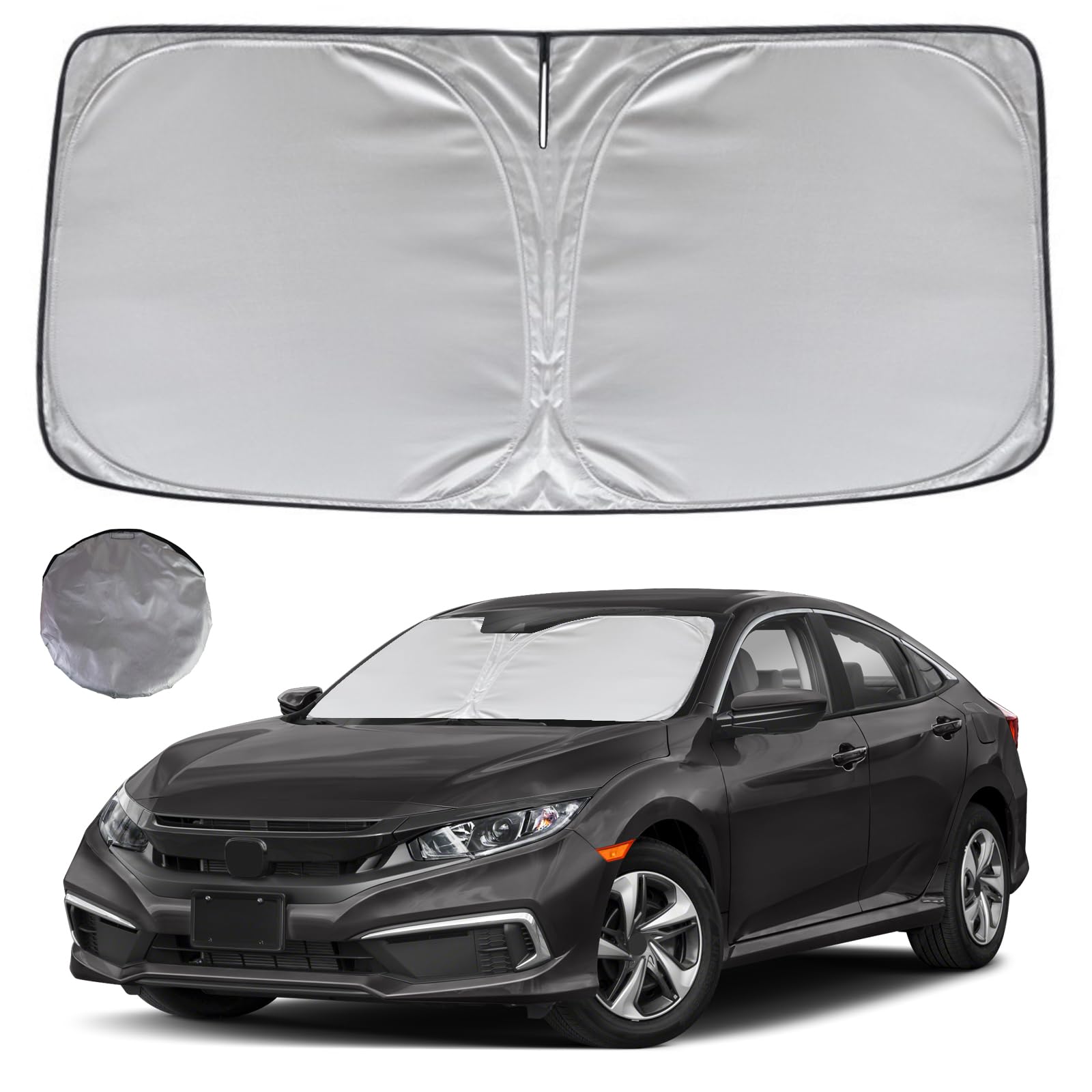 Kayzt Windshield Sun Shade For 2016-2021 Honda Civic Foldable Sunshade Front Window Custom Fit Car Accessories