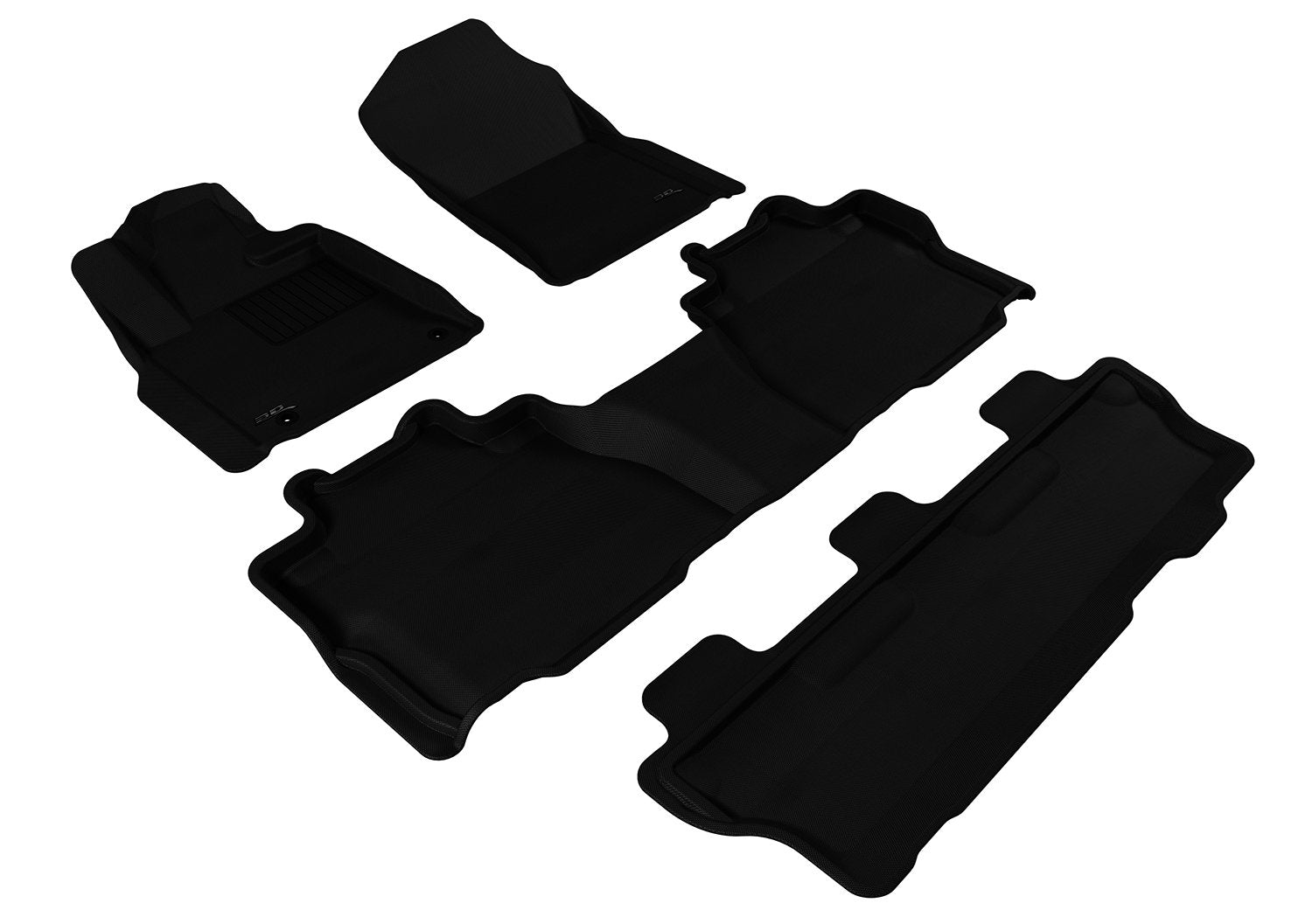 3D Maxpider L1Ty14601509 All-Weather Floor Mats For Toyota Sequoia (2Nd Row Bench Seat) 2008-2011 Custom Fit Car Floor Liners, Kagu Series (1St, 2Nd & 3Rd Row, Black)