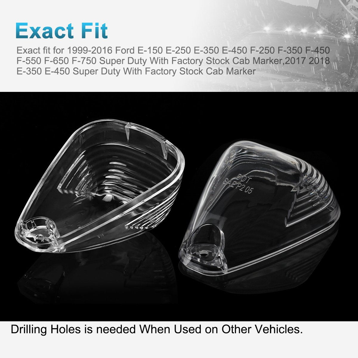 Partsam 5X Clear Cab Marker Light + 5X White 5050-Smd 194 168 T10 Led Bulb Compatible With Ford E150 E250 E350 E450 F150 F250 F3