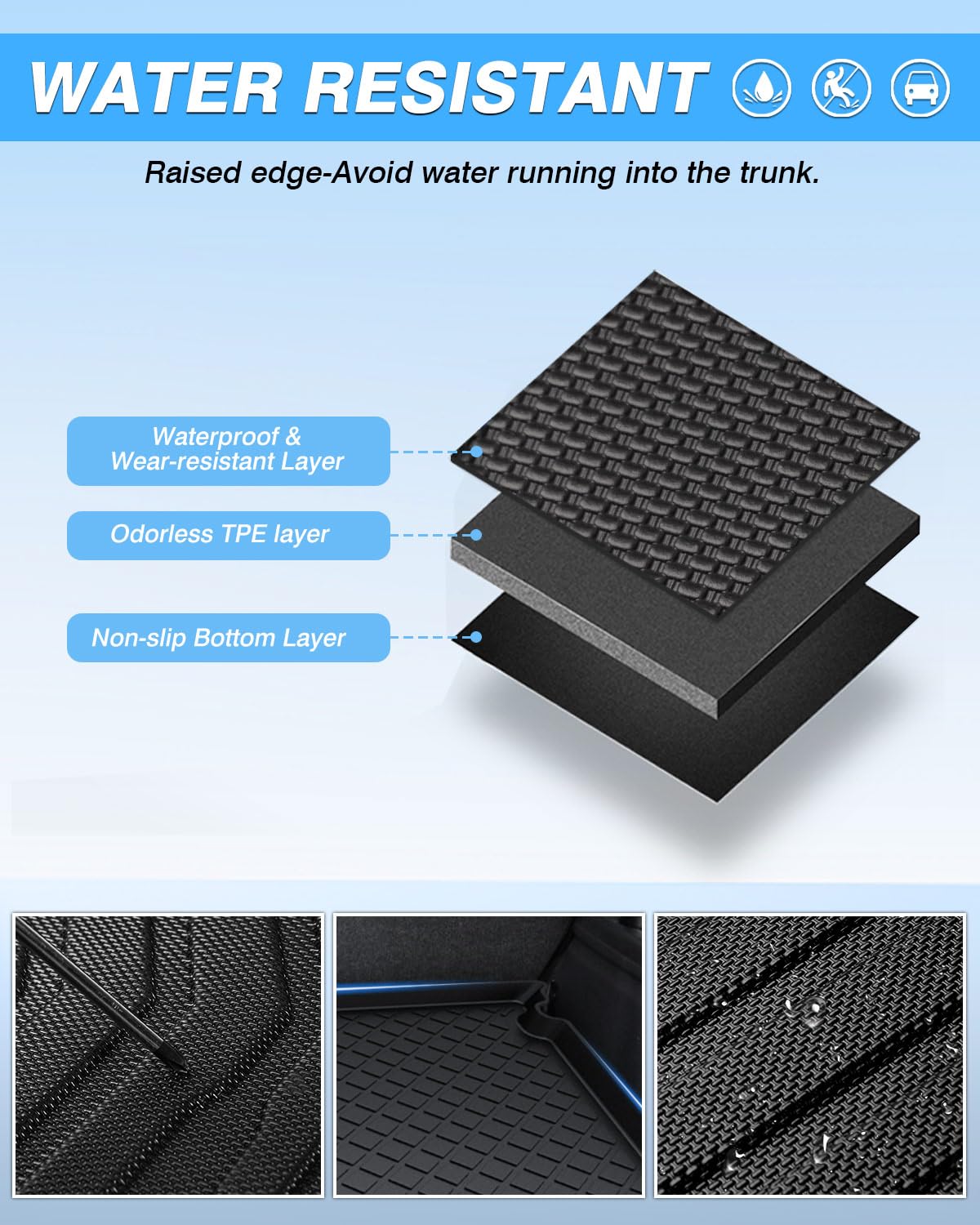 Powerty Trunk Mat For 2014-2019 2020 Mitsubishi Outlander Accessories Cargo Mats Tpe All Weather Cargo Liner Heavy-Duty Trunk Li