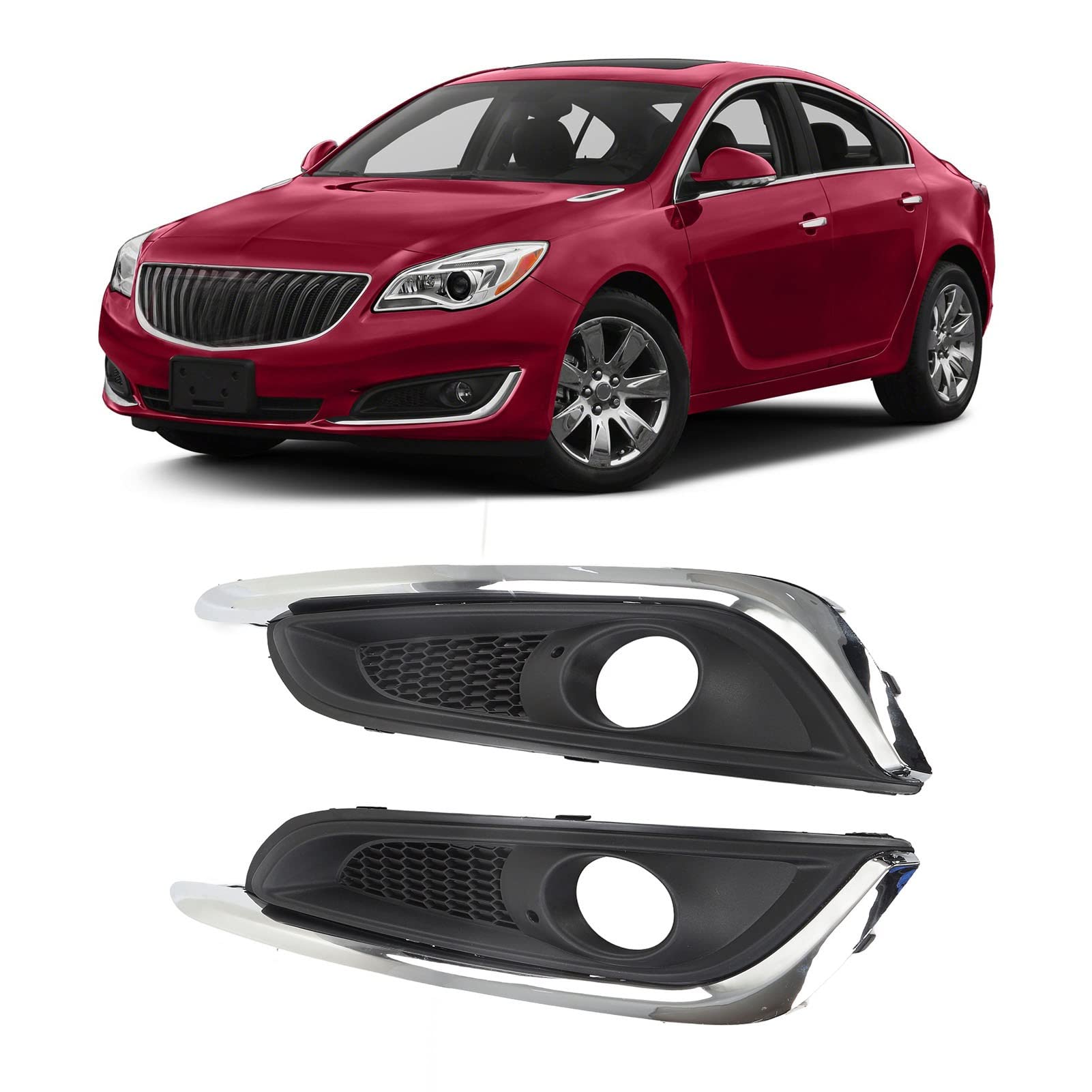 Aramox Fog Light Cover Trim, 23142357 23142358 Compatible with Regal 2014-2017, 1 Pair of Left Right Side Front Bumper Fog Light