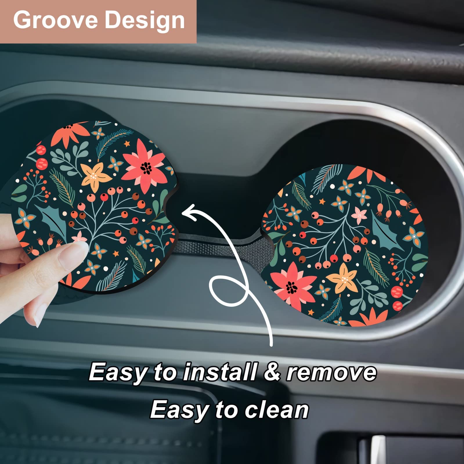 Oppsviust Car Cup Holder Coaster, Car Coasters for Cup Holders, 2PCS Universal Anti Slip Car Assecories, Cute Car Coasters with