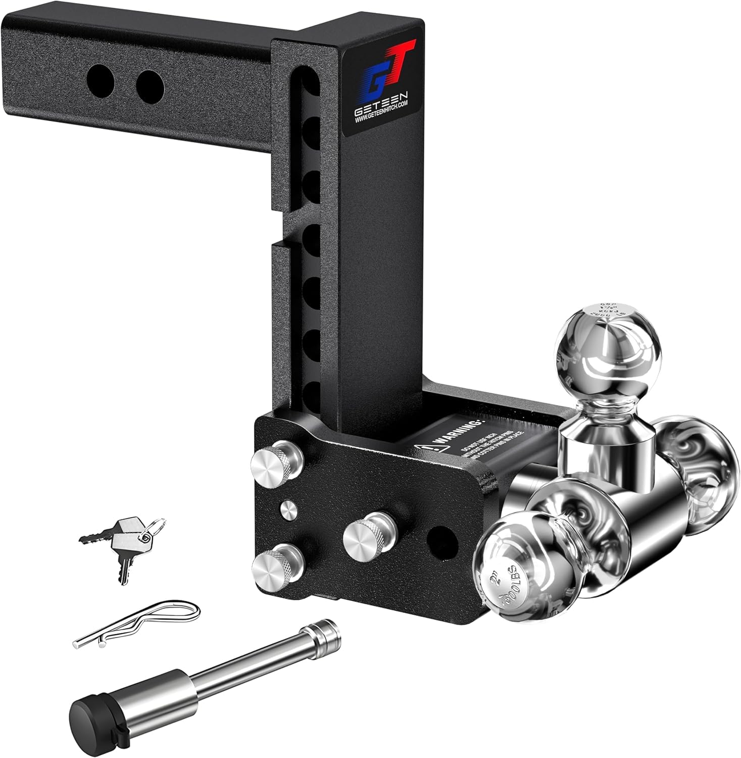 Geteen Trailer Hitches, Adjustable Trailer Hitch Ball Mount - Fits 2.0 Receiver, Tri-Ball (1-7/8 x 2 x 2-5/16), 7 Drop, 10,000 G